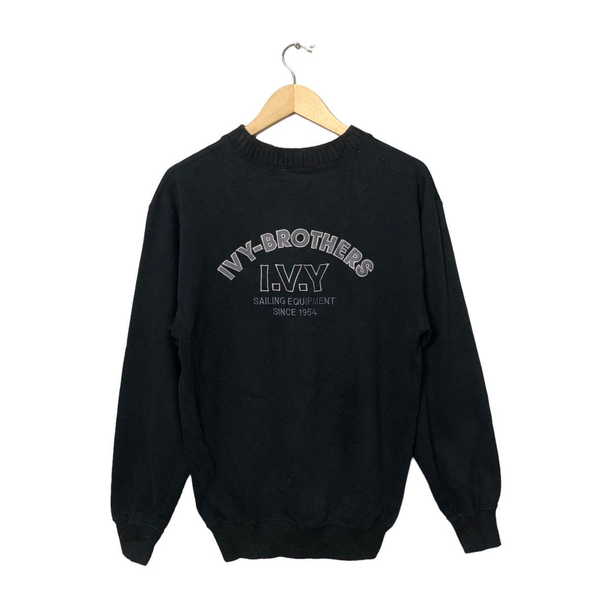 image of Vintage Ivy Brothers Crewneck Embroidery Big Logo Sweatshirt in Dark Blue, Men's (Size Medium)