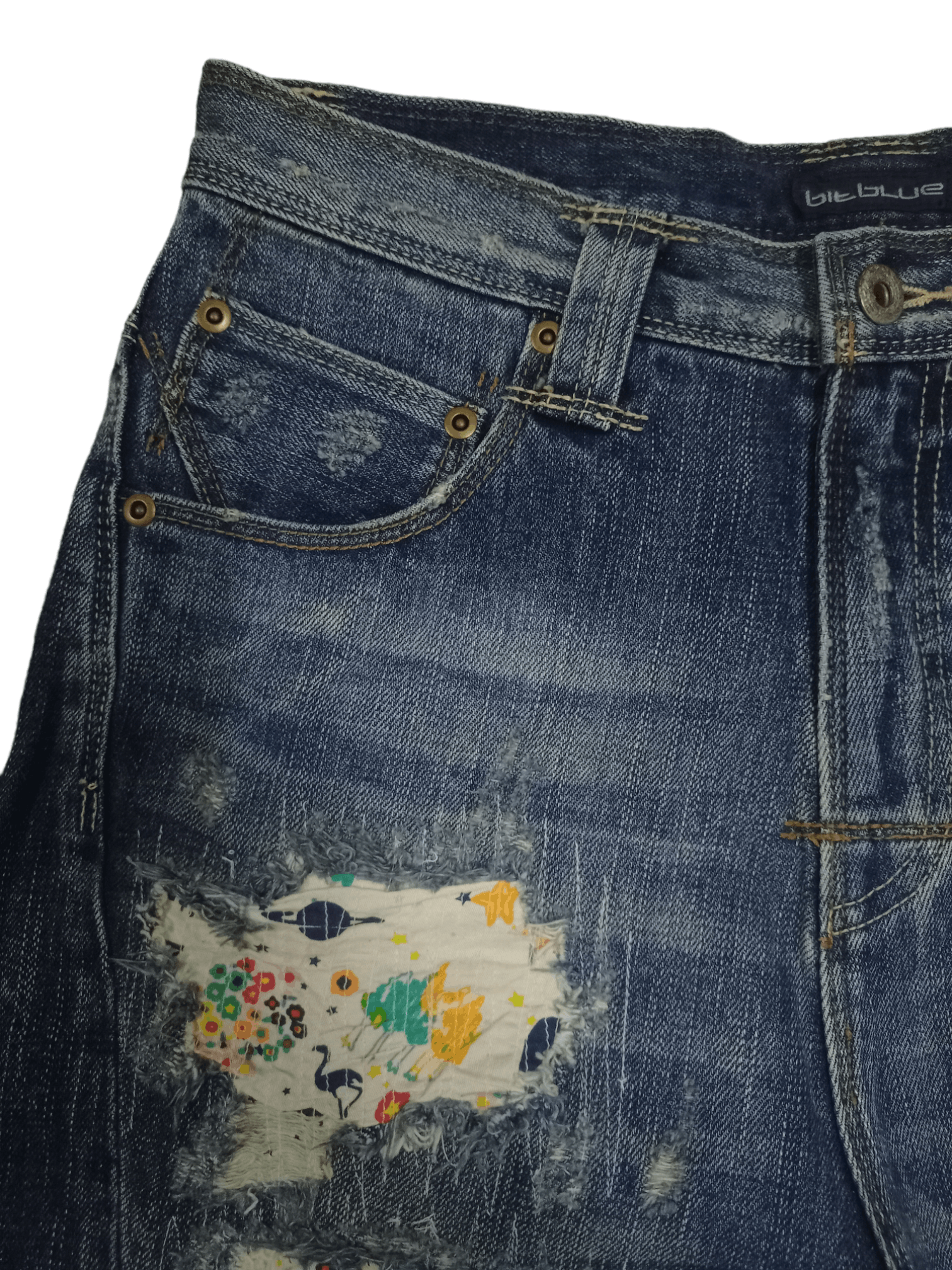 Japanese Brand Vintage Japanese Brand Buckle Back Sashiko Boro Jeans Size US 28 / EU 44 - 3 Thumbnail