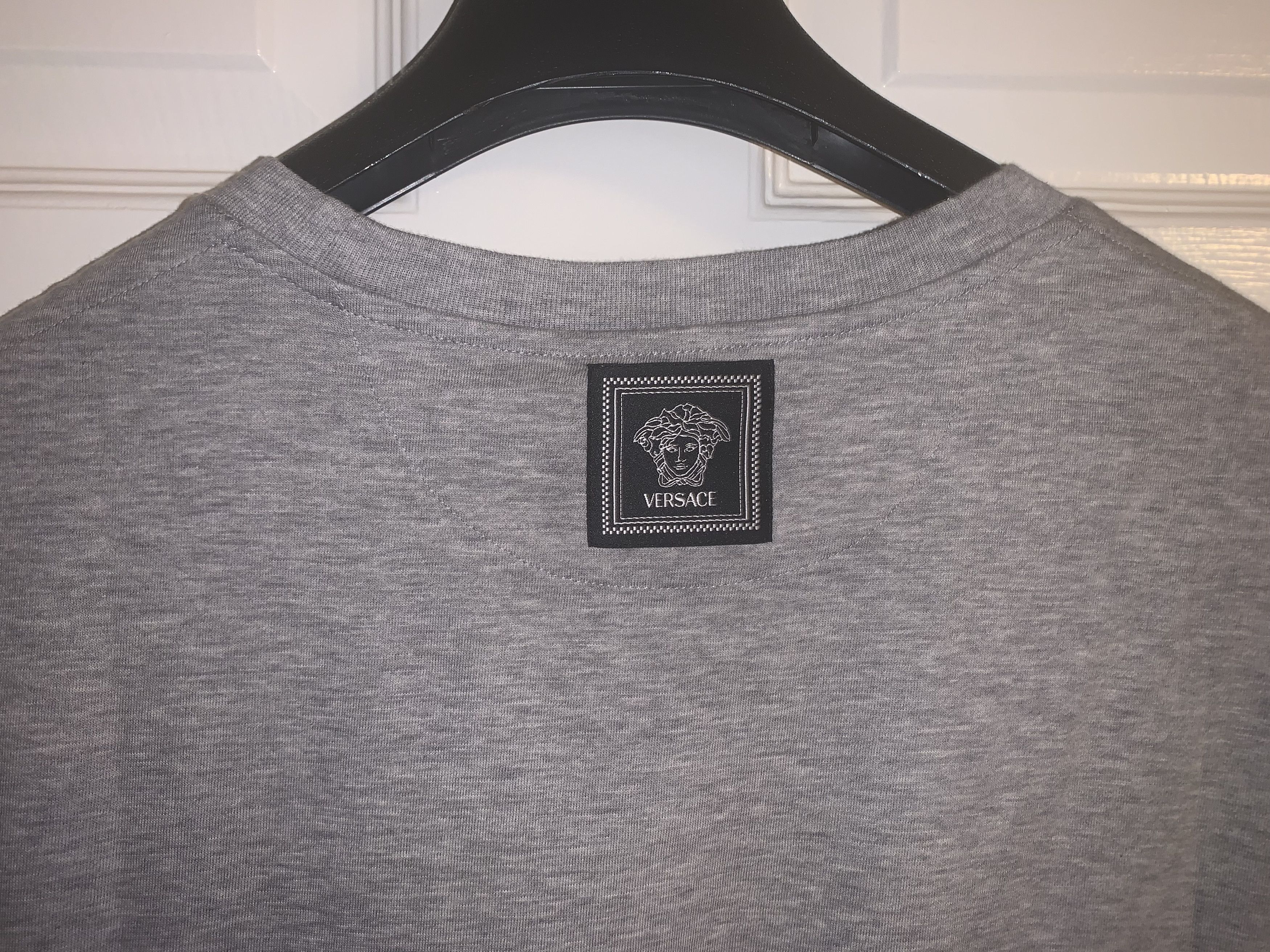 image of Authentic Versace Embroidered Logo Medusa Shirt Xl++ $350 in Grey, Men's