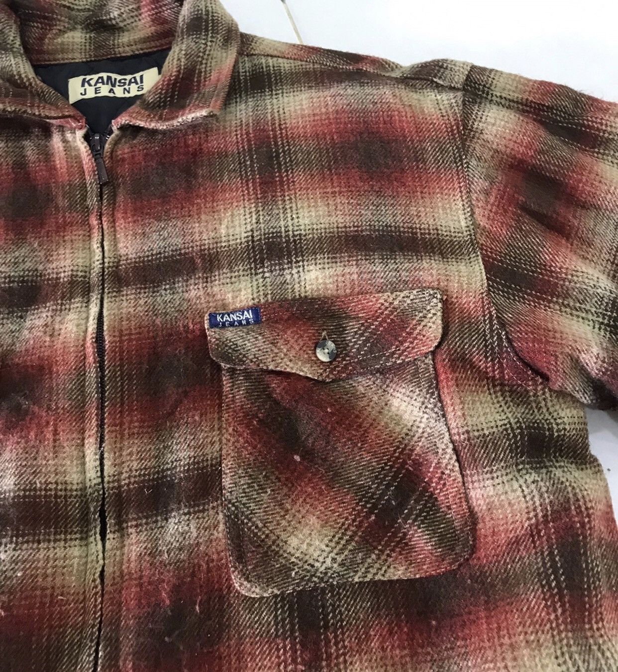 Kansai Yamamoto Kansai Jeans Checkered Wool Flannel Jacket Size US L / EU 52-54 / 3 - 5 Thumbnail