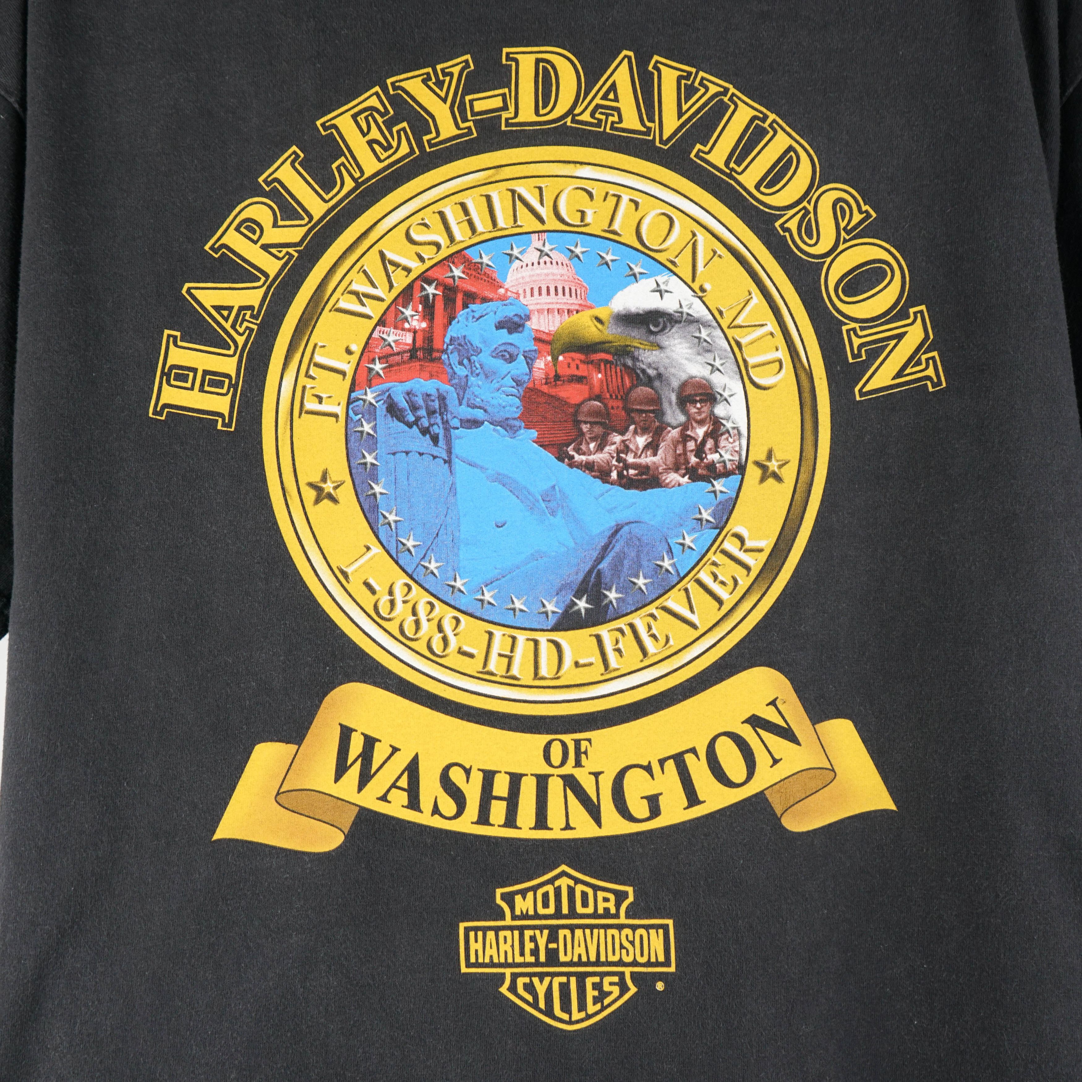 Harley Davidson × Vintage 1990s Harley Davidson Washington t-shirt Size US XL / EU 56 / 4 - 2 Thumbnail