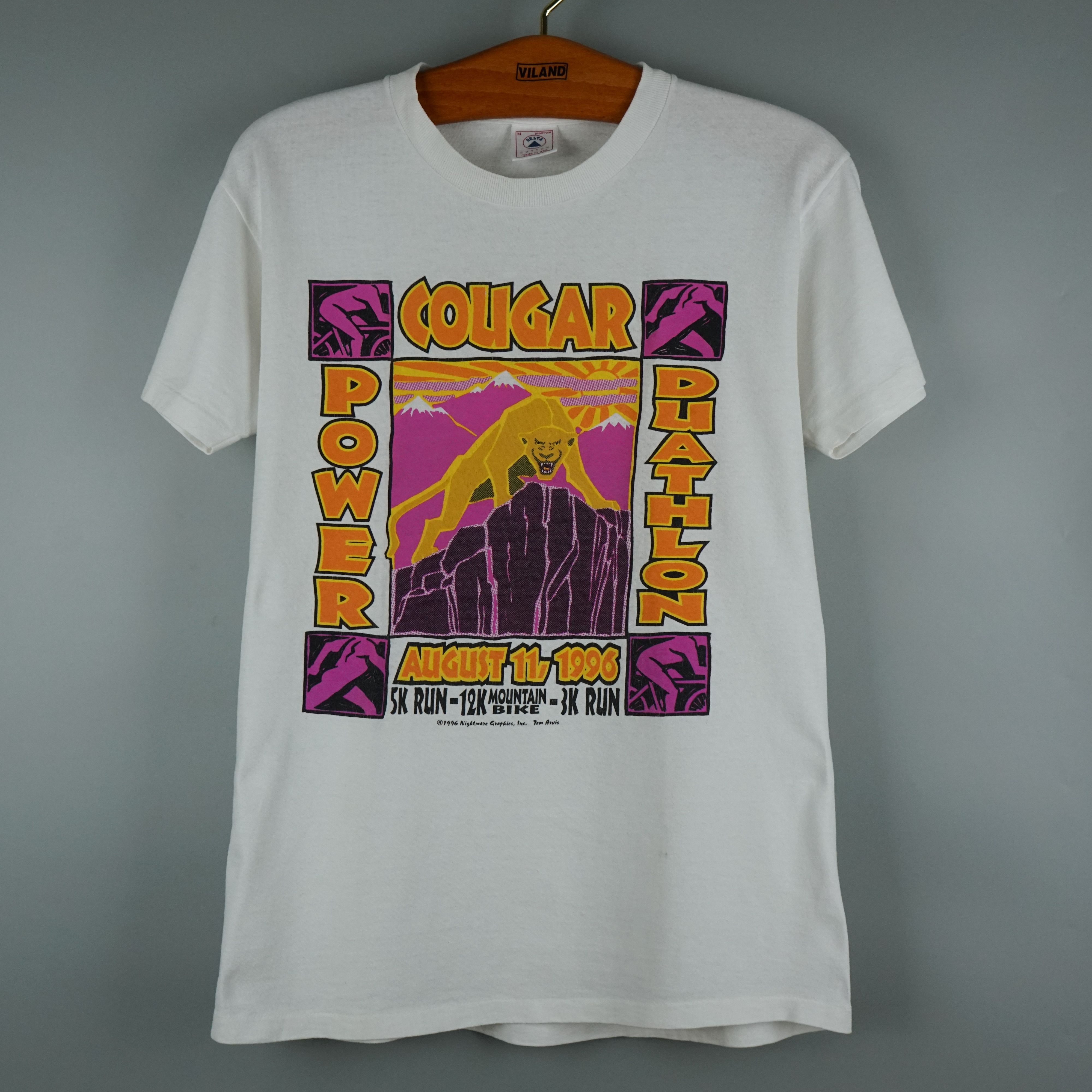Vintage 1996 Duathlon Cougar Power t-shirt Running Bike Size US M / EU 48-50 / 2 - 1 Thumbnail