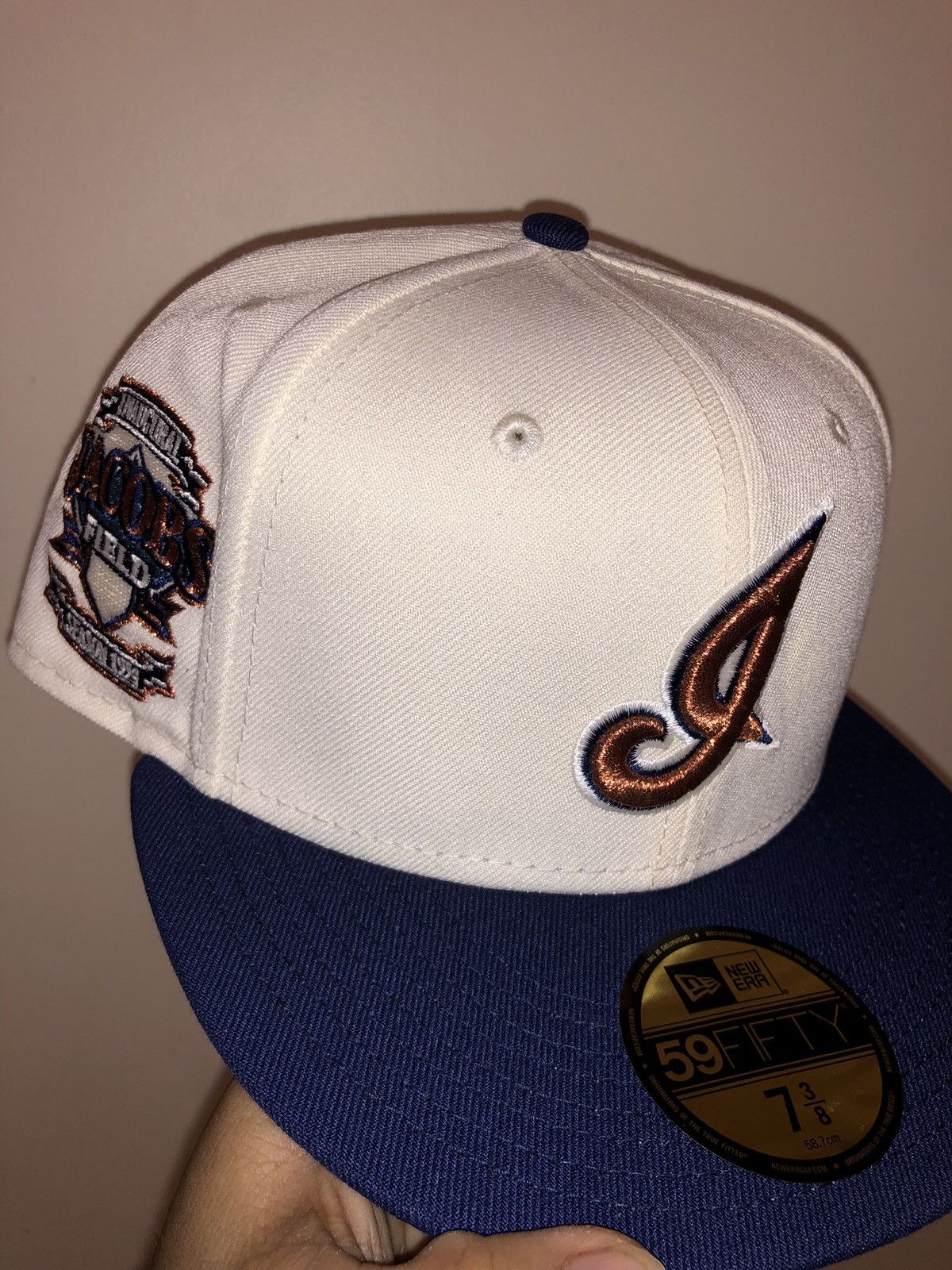 image of 7 3/8 Cleveland Indians "popcorn" Yote City X Burdeens in Chrome Light Navy, Men's
