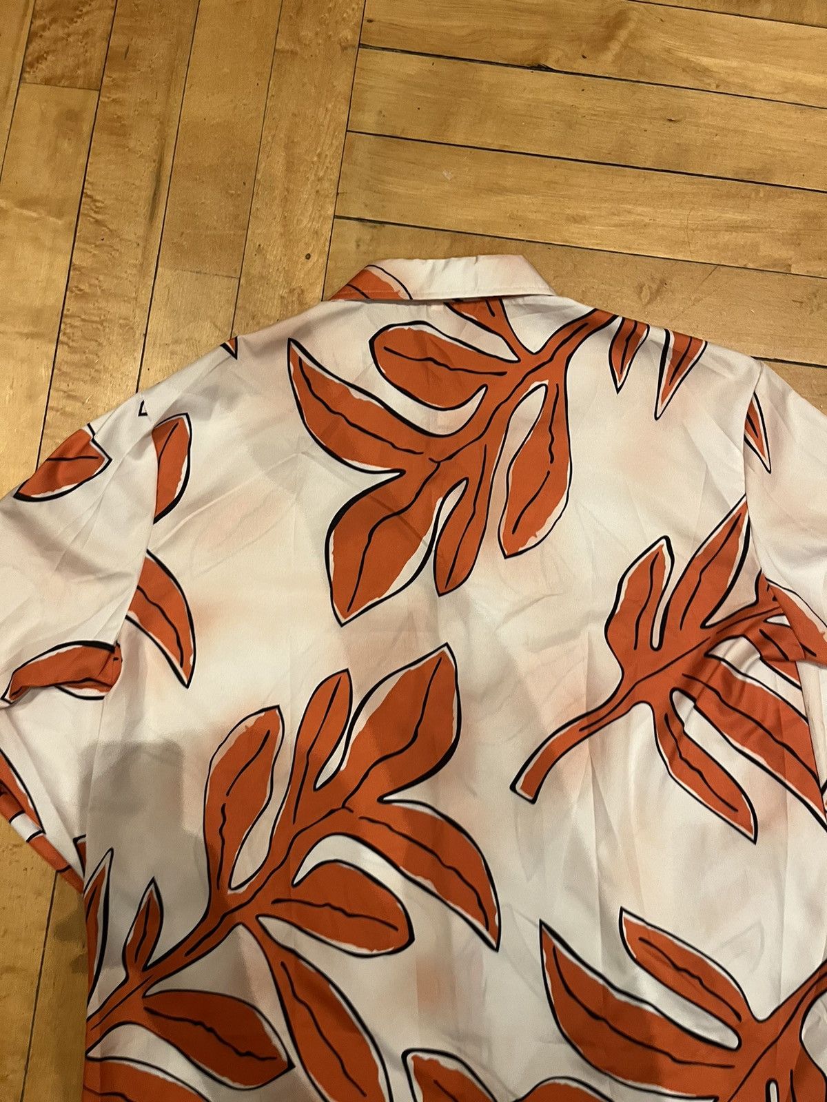 Vintage 1970s Orange Funky Leaf Shirt Size US XXL / EU 58 / 5 - 4 Thumbnail