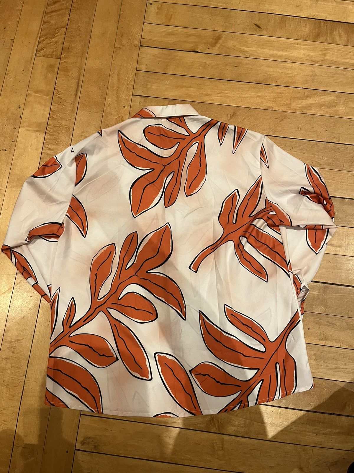 Vintage 1970s Orange Funky Leaf Shirt Size US XXL / EU 58 / 5 - 2 Thumbnail