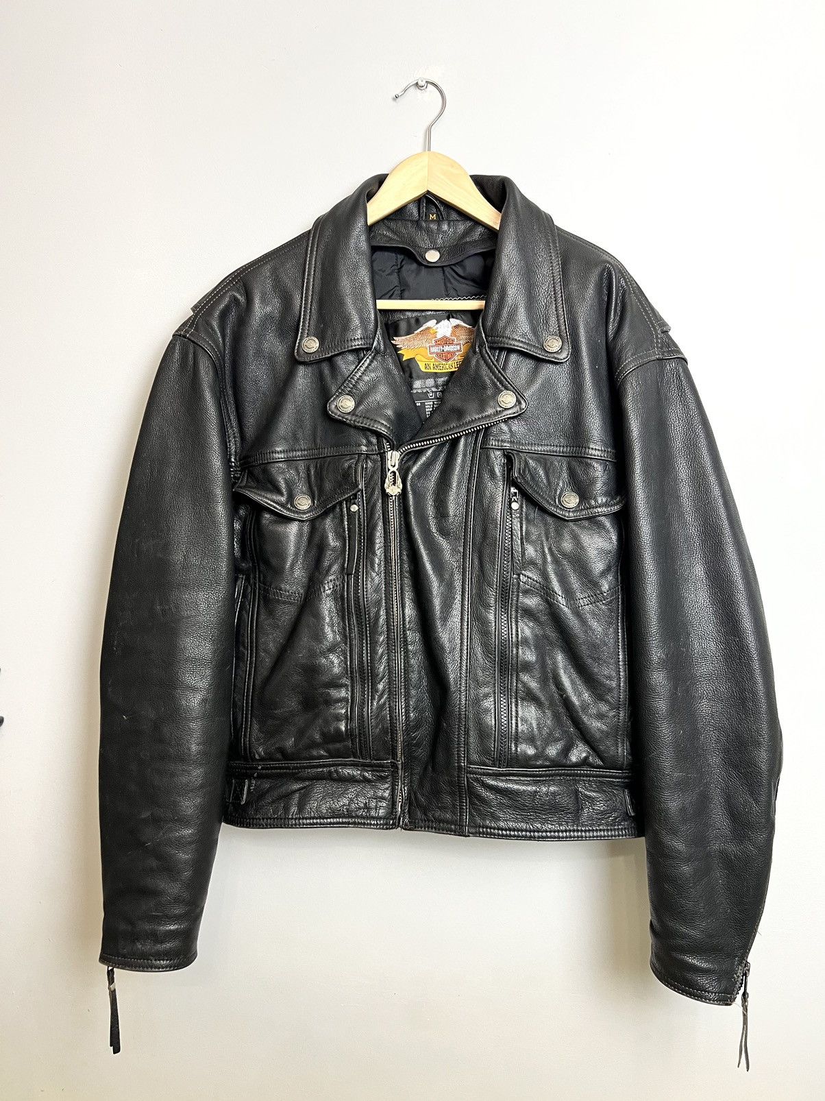 Harley Davidson Harley Davidson Vintage Leather Jacket Biker Ramones Black Size US M / EU 48-50 / 2 - 1 Thumbnail