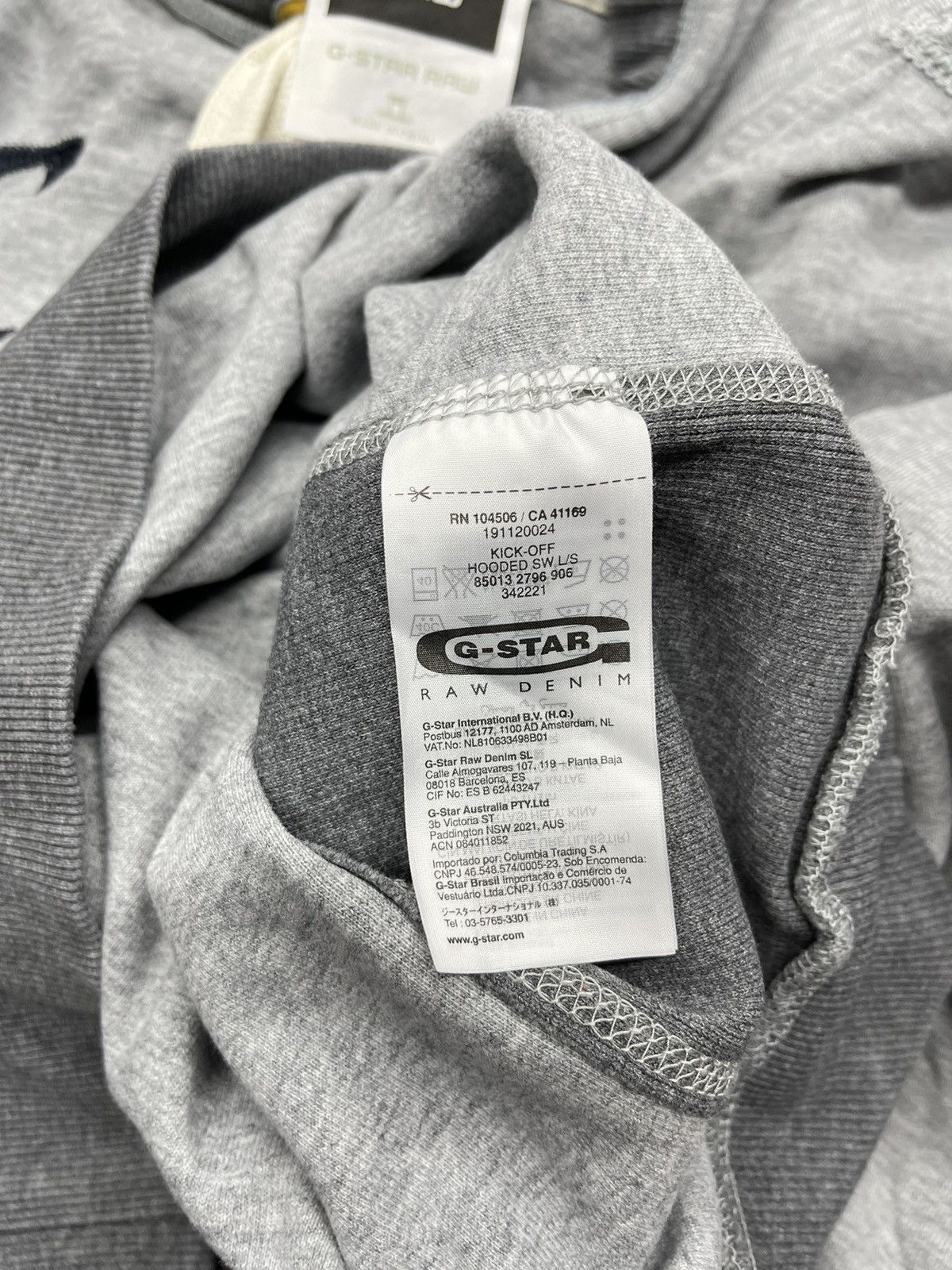 G-Star Mens G-Star Raw Denim Hoodie Grey Vintsgae Center Logo Size US M / EU 48-50 / 2 - 8 Thumbnail