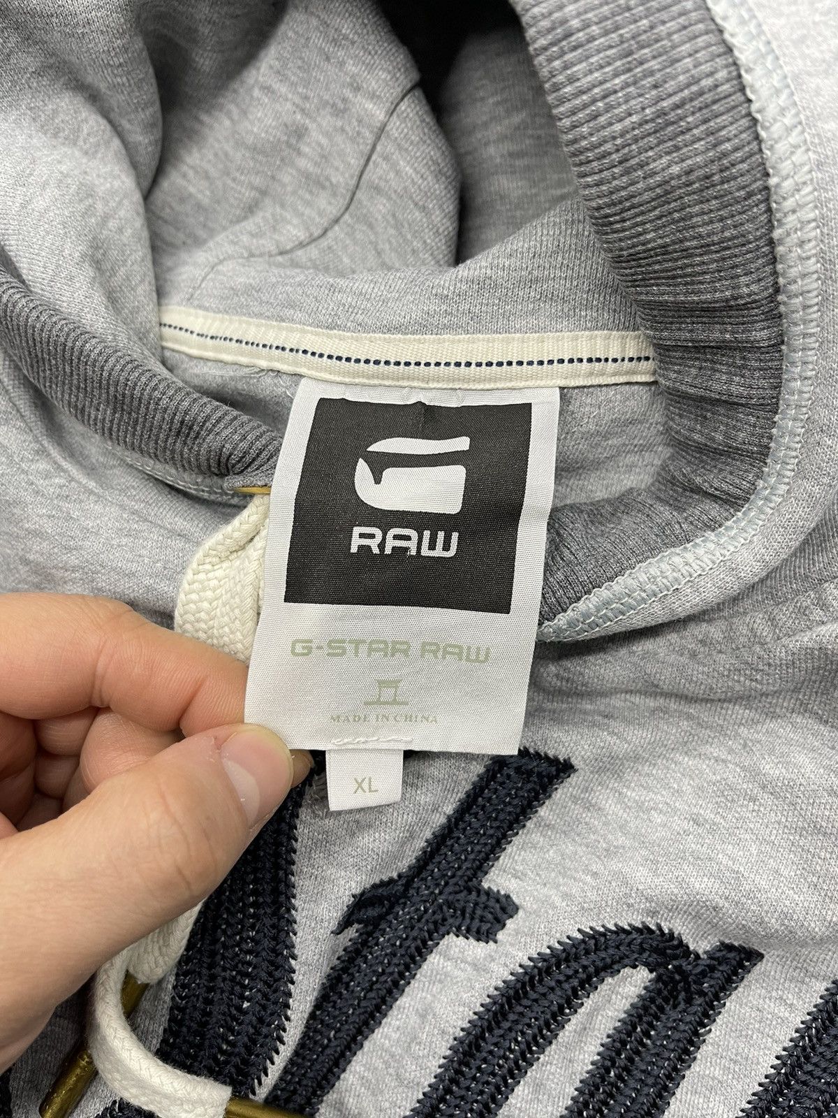 G-Star Mens G-Star Raw Denim Hoodie Grey Vintsgae Center Logo Size US M / EU 48-50 / 2 - 7 Thumbnail