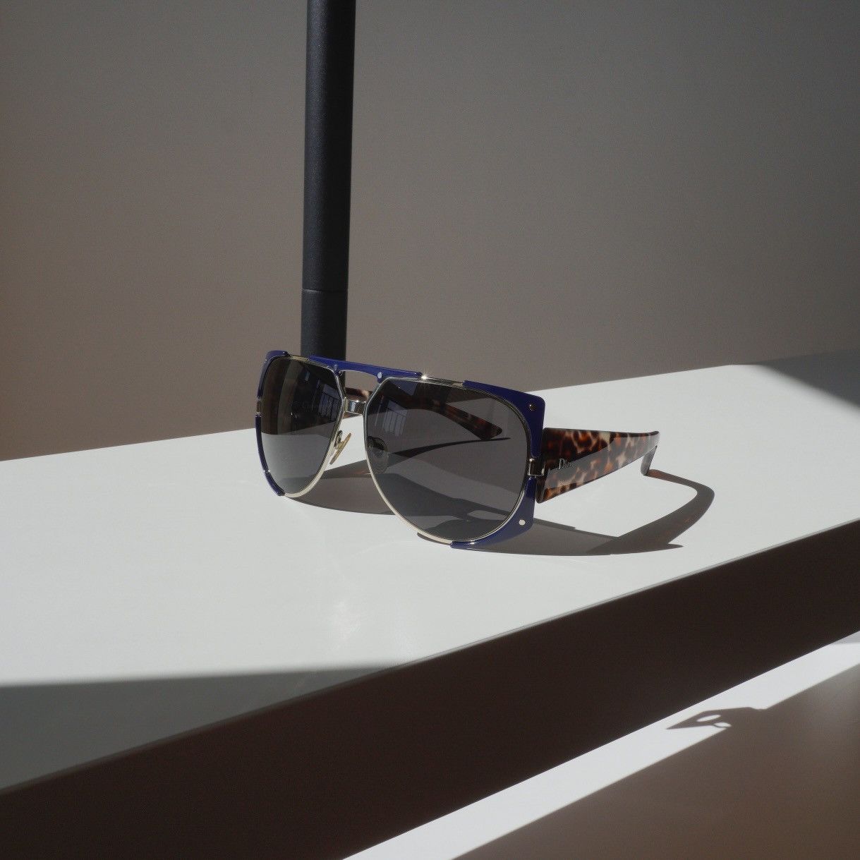 image of Vintage Dior Logo Enigma Leopard Sunglasses in Brown, Men's