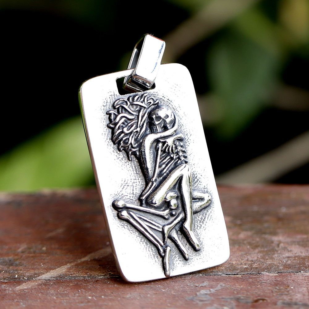 Jewelry 316L Stainless Steel Double Skull Pendant Necklace Size ONE SIZE - 3 Thumbnail