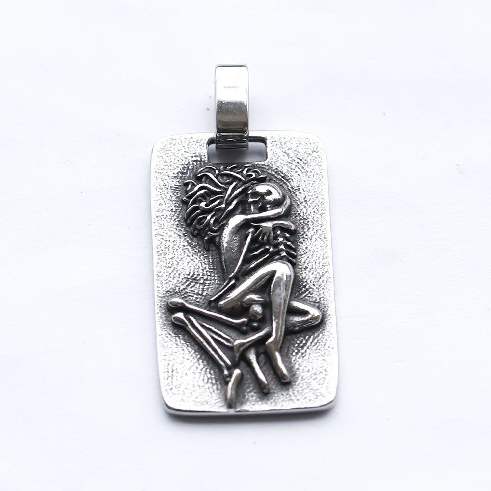 Jewelry 316L Stainless Steel Double Skull Pendant Necklace Size ONE SIZE - 2 Thumbnail