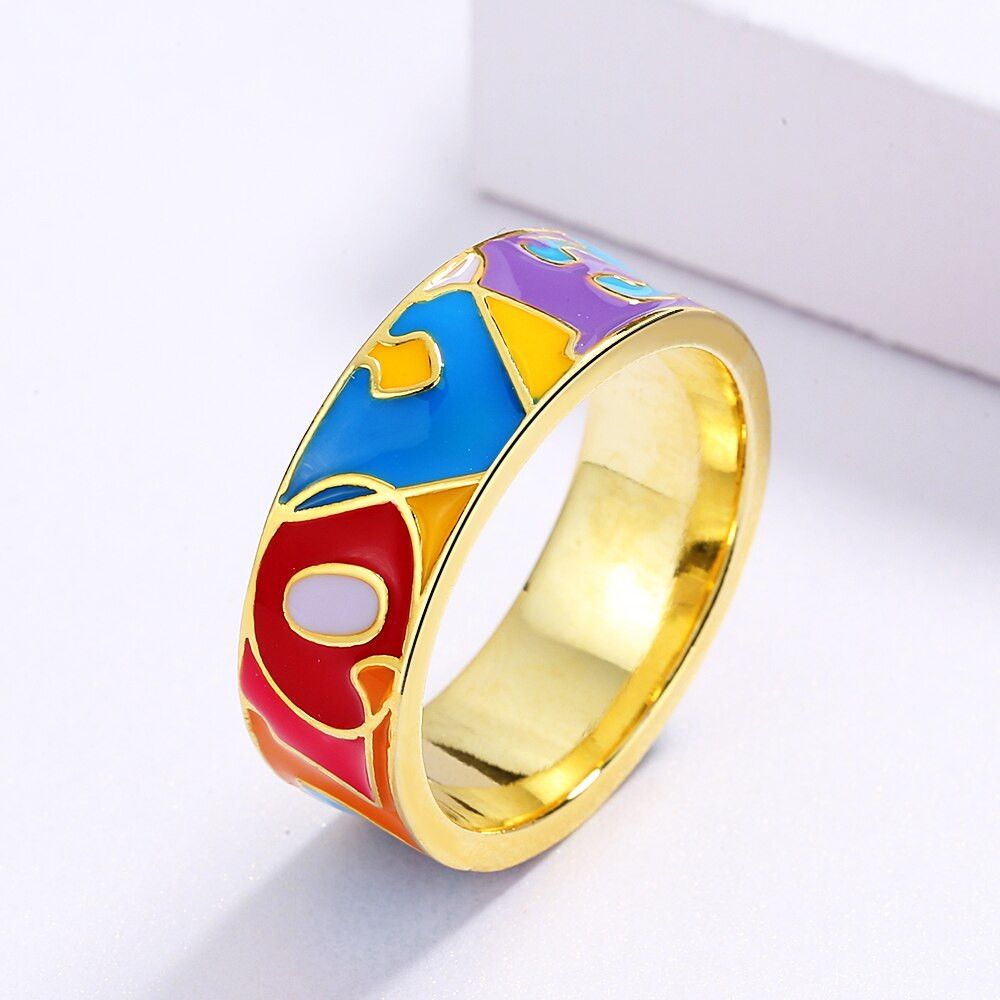 Jewelry Epoxy Handmade Enamel Ring Size ONE SIZE - 3 Thumbnail