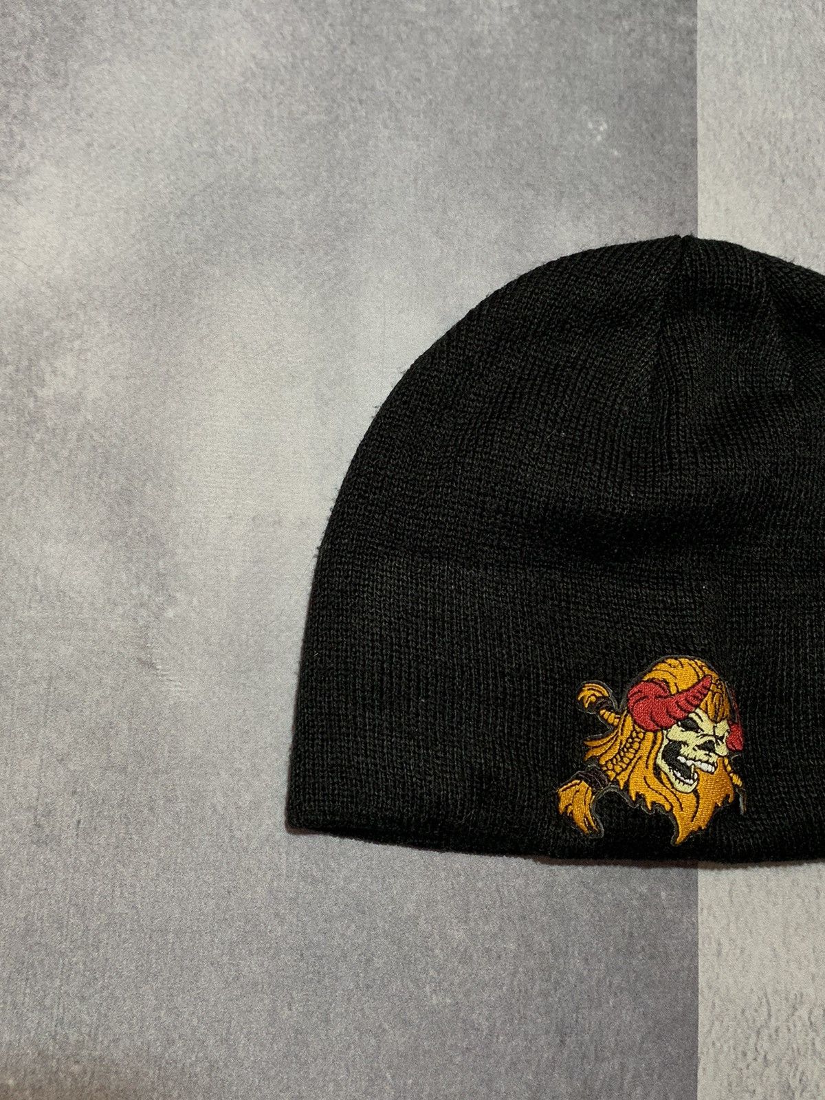 Japanese Brand × Vintage Vintage Viking skull hat big logo style beanie Size ONE SIZE - 2 Thumbnail