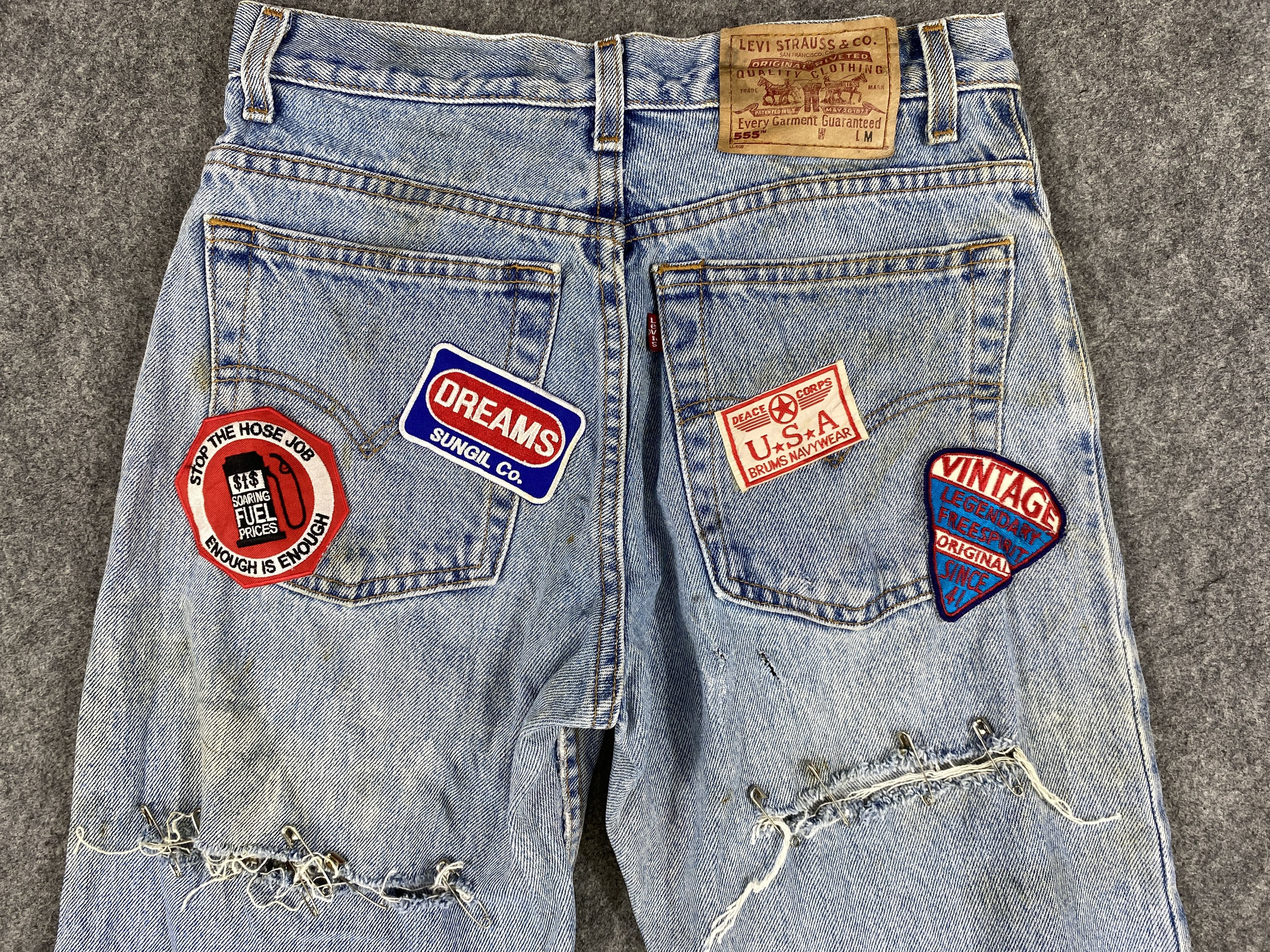 Levi's Blue Patchwork Vintage Levi's 555 28x28 Denim -JN1258 Size US 28 / EU 44 - 4 Thumbnail