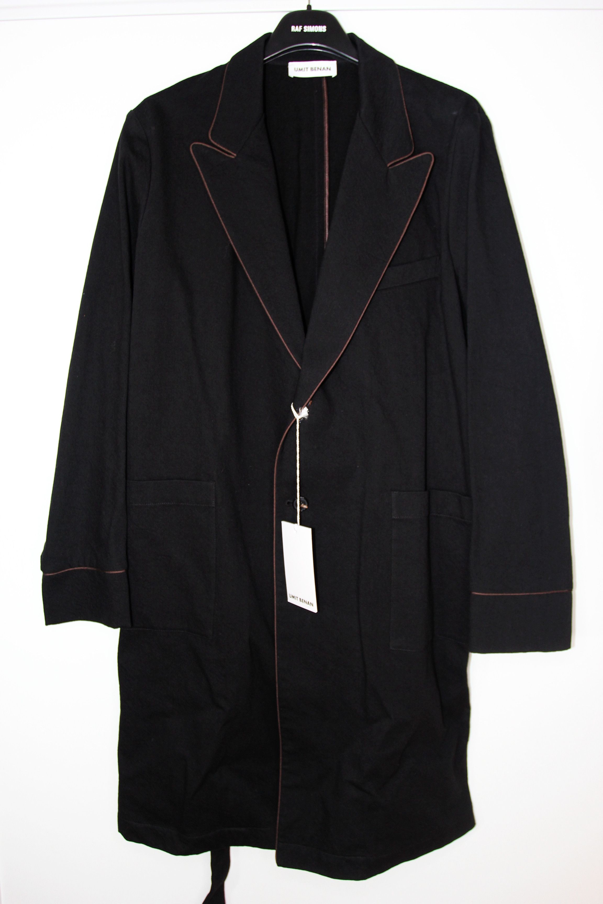 image of Aw16 Umit Benan Diagonal Workwear Trench Coat 48 in Black, Men's (Size Medium)