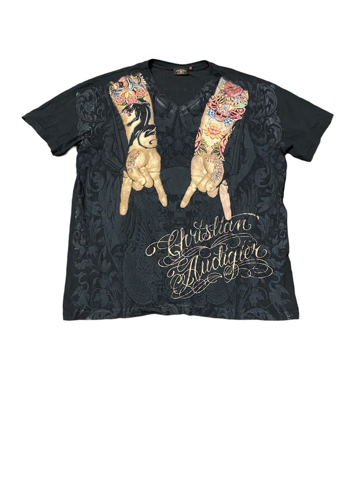Christian Audigier × Vintage Vintage arm tattoo T-shirt Edhardy Christian audigier 1990s Size US XL / EU 56 / 4 - 1 Thumbnail