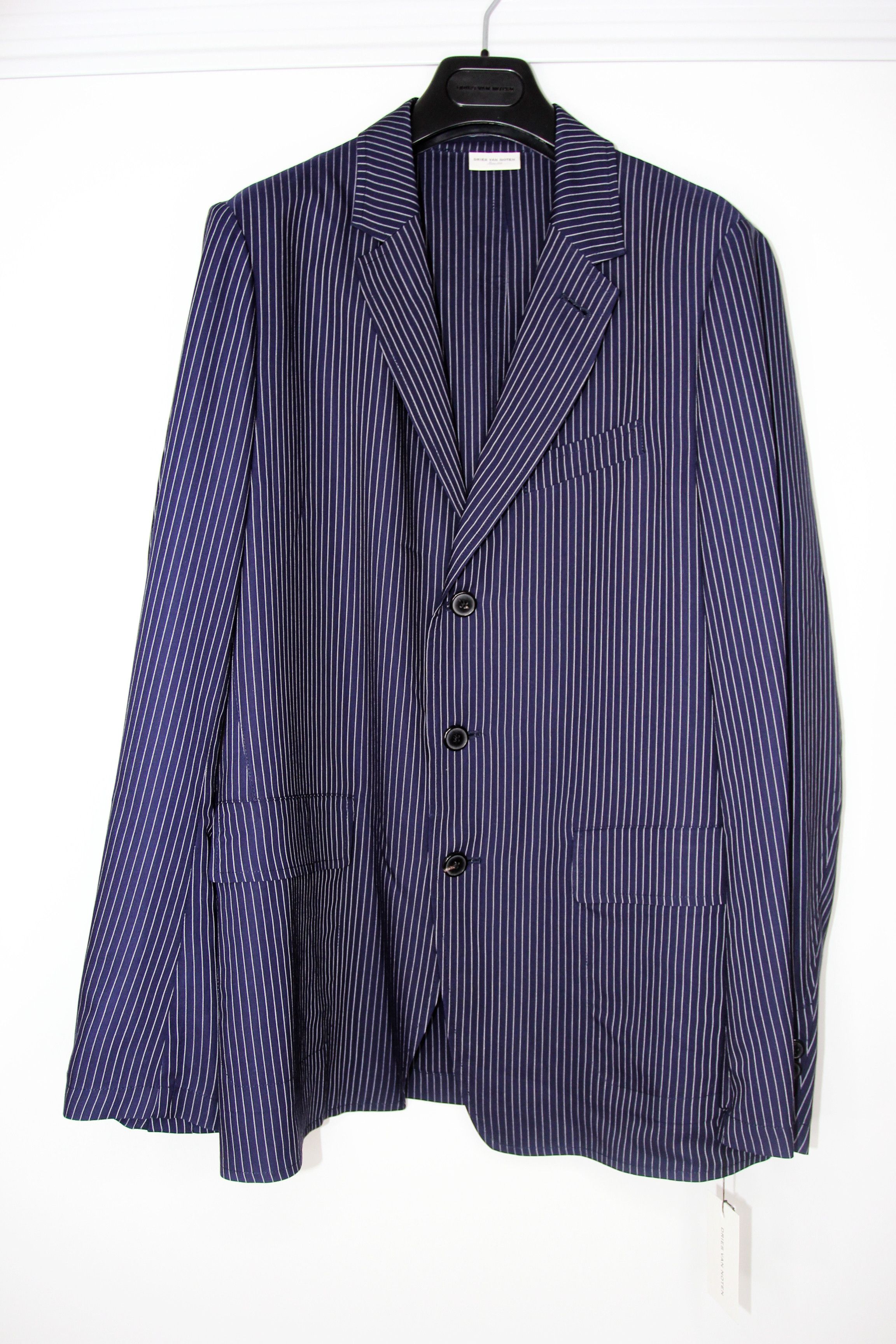Dries Van Noten BNWT SS20 DRIES VAN NOTEN BILBAO NAVY PINSTRIPE JACKET 50 Size US M / EU 48-50 / 2 - 1 Thumbnail