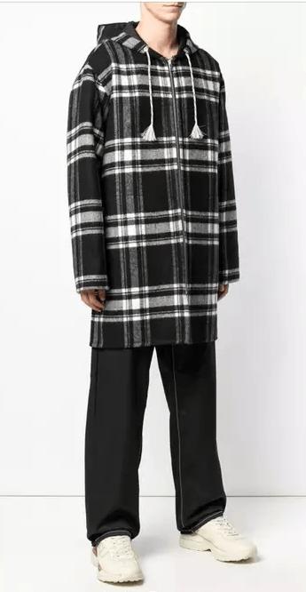 BNWT AW18 MARNI TARTAN PLAID BLACK HOODED OVERCOAT 52