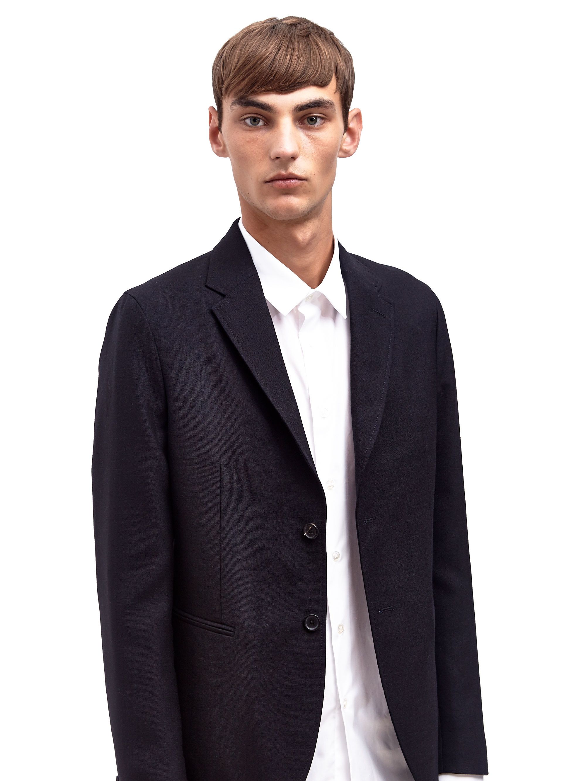 image of Aw13 Raf Simons Deconstructed 2 Button Jacket 50 in Dark Navy, Men's (Size Medium)