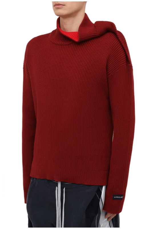 image of Aw20 Yproject Ribbed Off-Center Sweater S in Bordeaux, Men's (Size Small)
