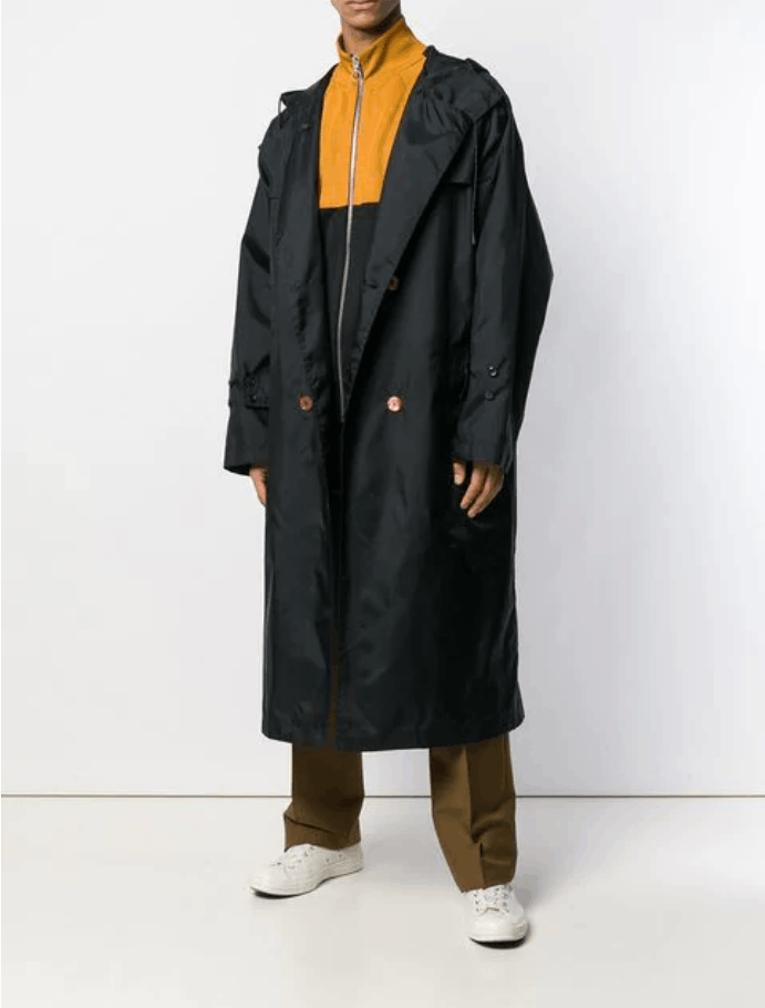 image of Ss19 Marni Oversized Trench Coat 46 in Black, Men's (Size Small)