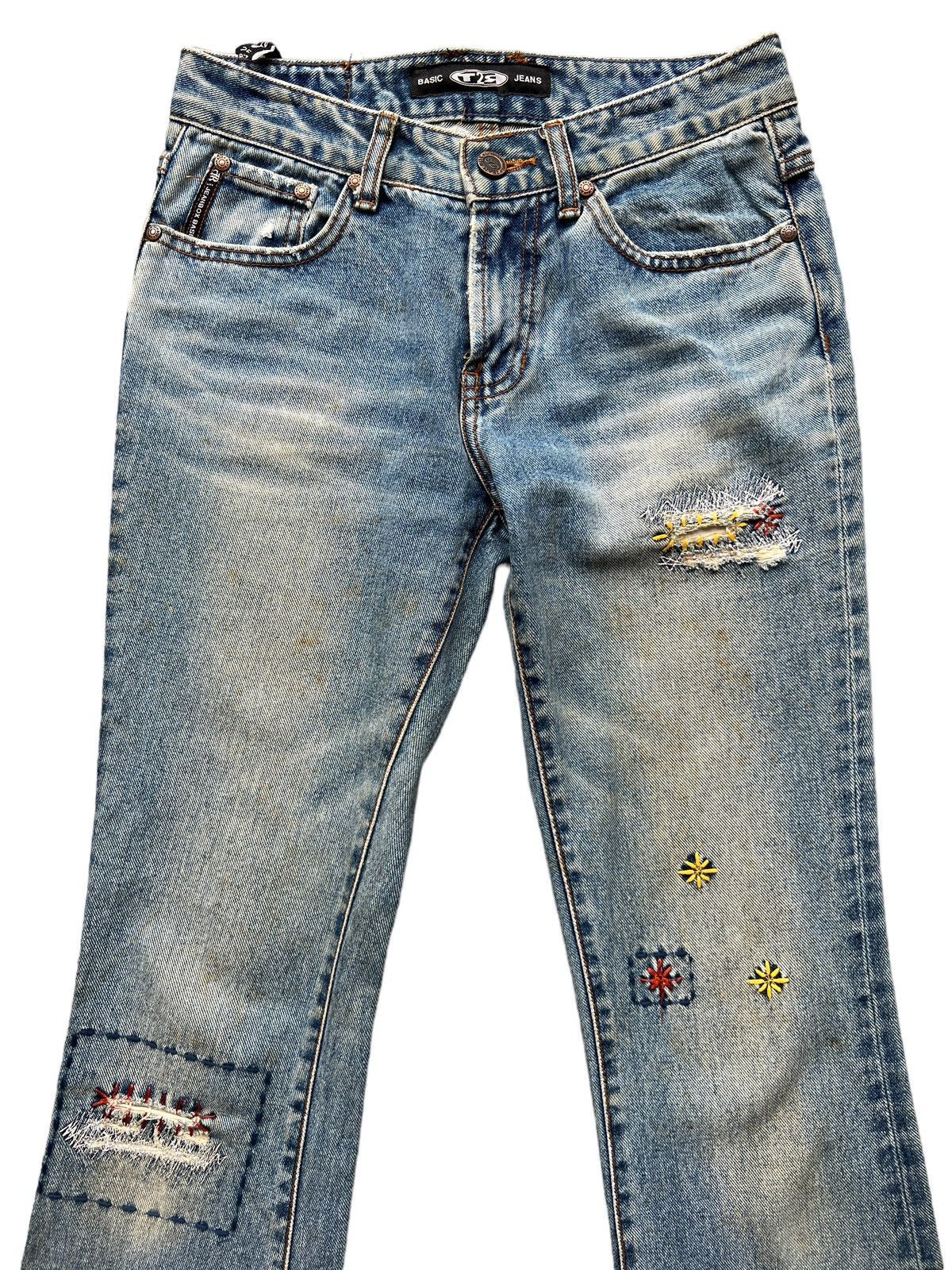 Beauty Beast × Japanese Brand Japan Sashiko Ripped Patchwork Faded Denim Flare Jeans 26x30 Size 26" / US 2 / IT 38 - 4 Thumbnail