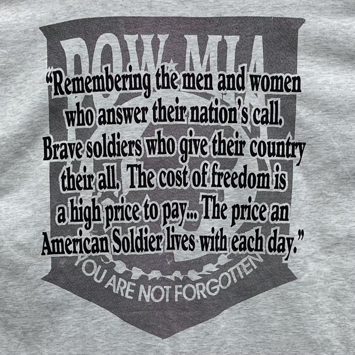 Vintage Vintage 90s T-Shirt Pow Mia You Are Not Forgotten Size US XXL / EU 58 / 5 - 2 Thumbnail