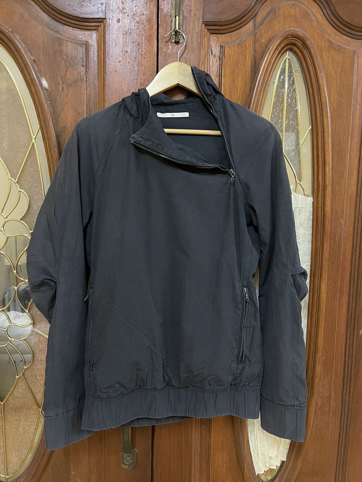 image of Vintage N4 Zipper Hoodie in Black, Men's (Size Small)
