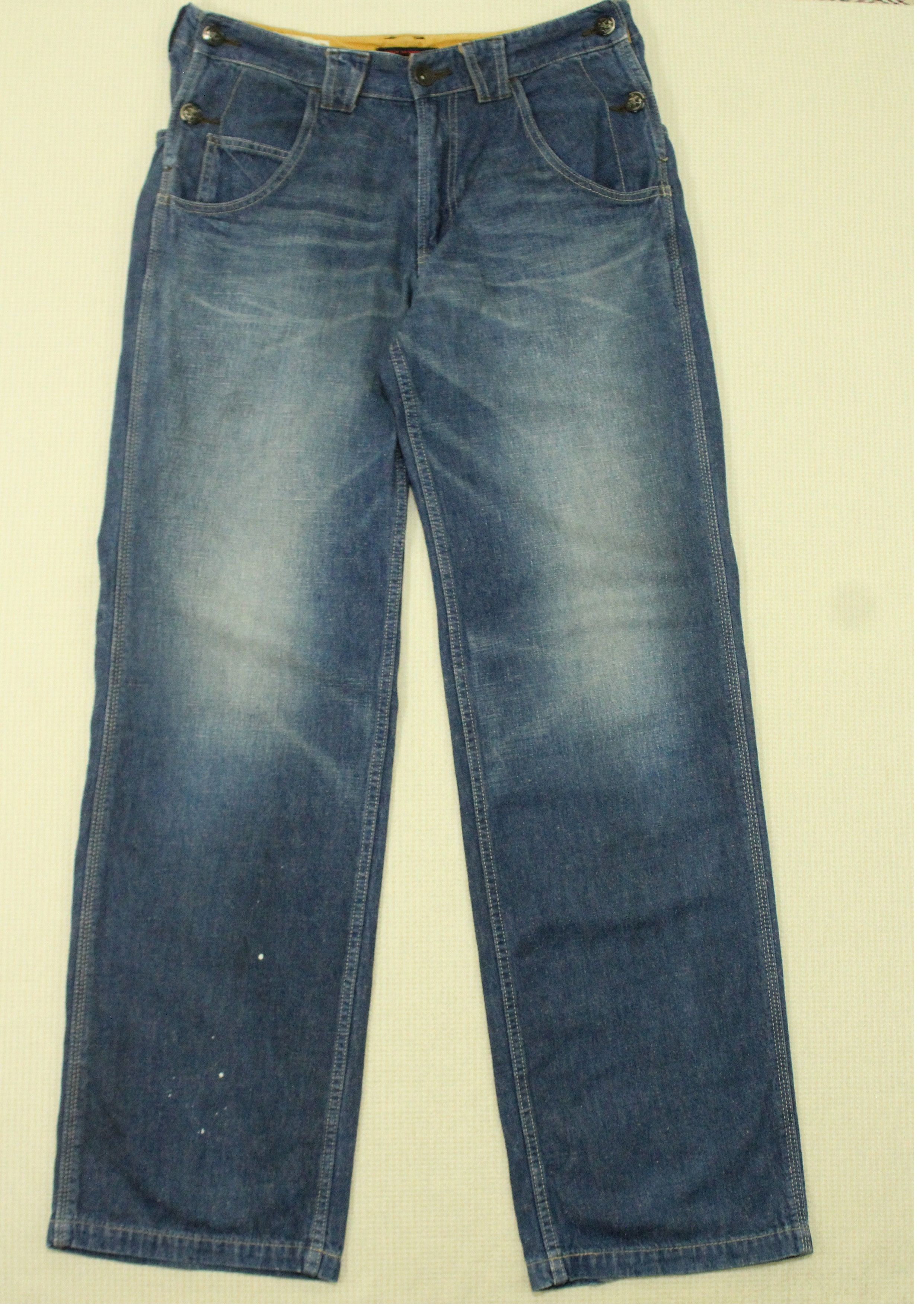Japanese Brand SURPLUS Denim Utility Side Button Blue Way Navy Army Size US 30 / EU 46 - 15 Thumbnail
