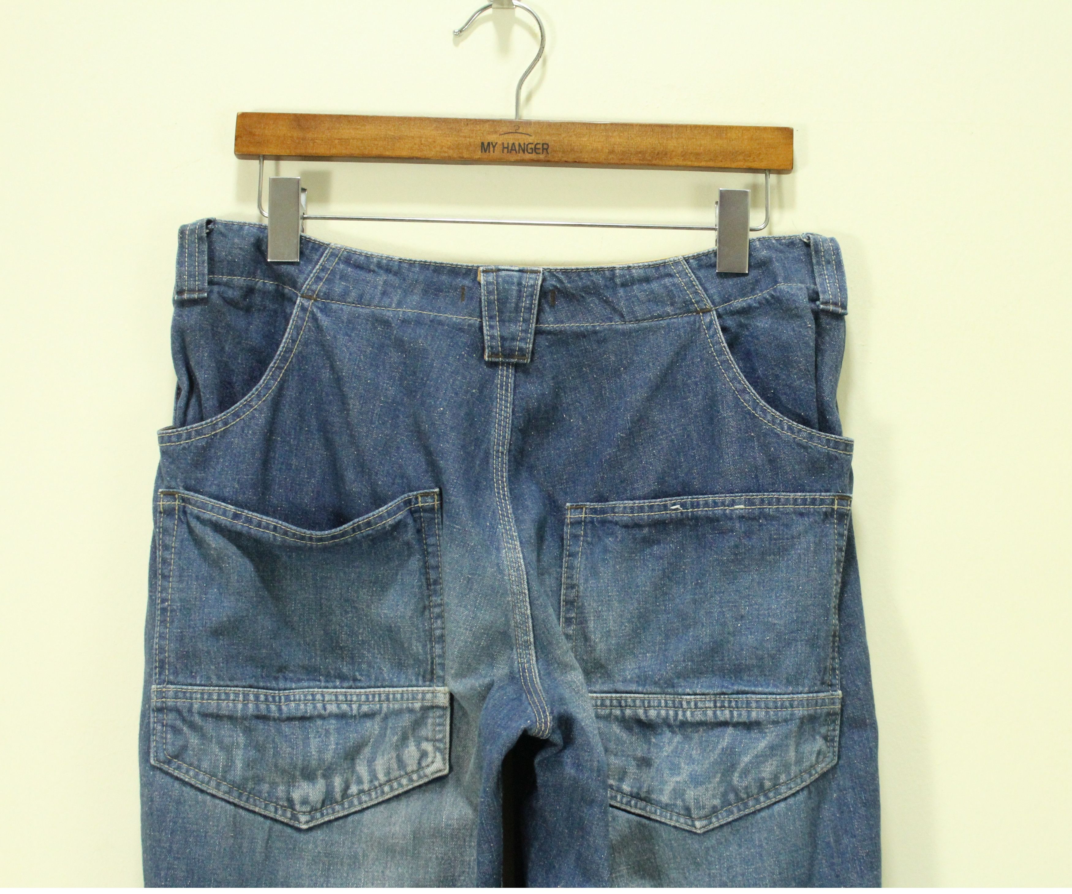 Japanese Brand SURPLUS Denim Utility Side Button Blue Way Navy Army Size US 30 / EU 46 - 10 Thumbnail