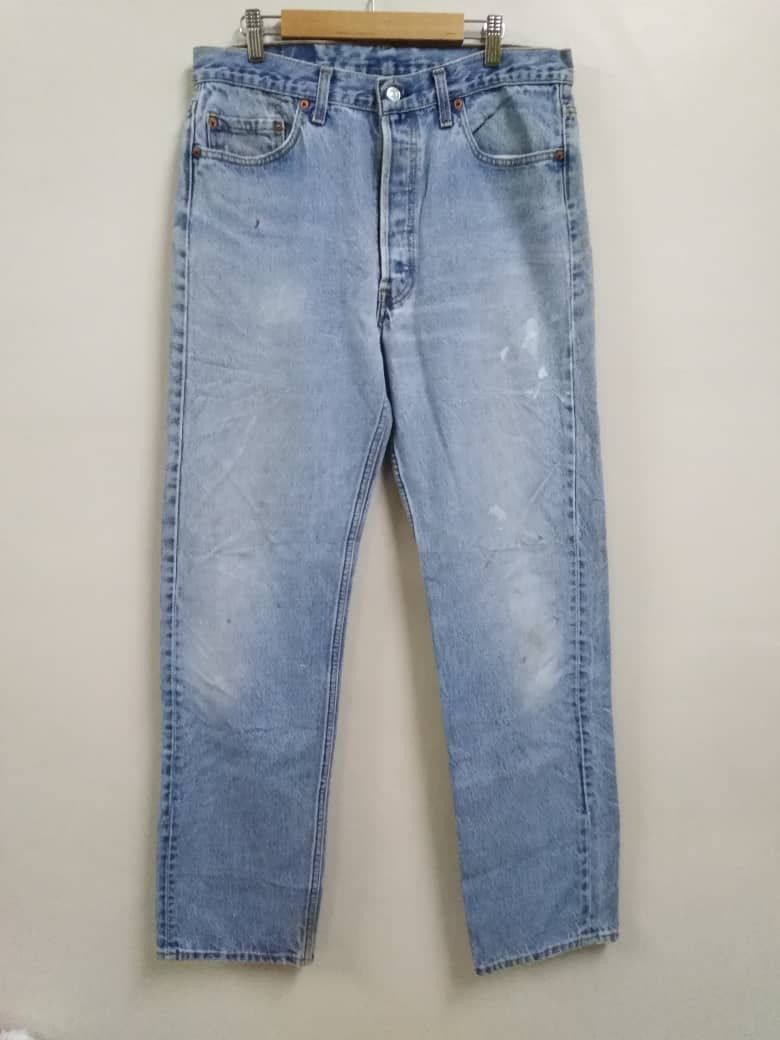 image of Levi's 501 Xx Vintage 1992 Made In Usa Stonewash Jeans in Blue Distressed, Men's (Size 35)
