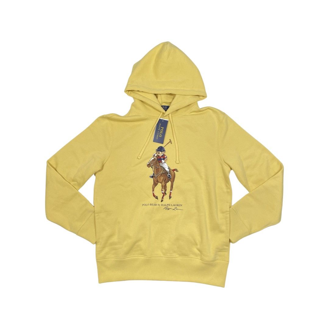 image of Polo Ralph Laurent Riding Bear Size S Yellow Hoodie Nwt, Men's