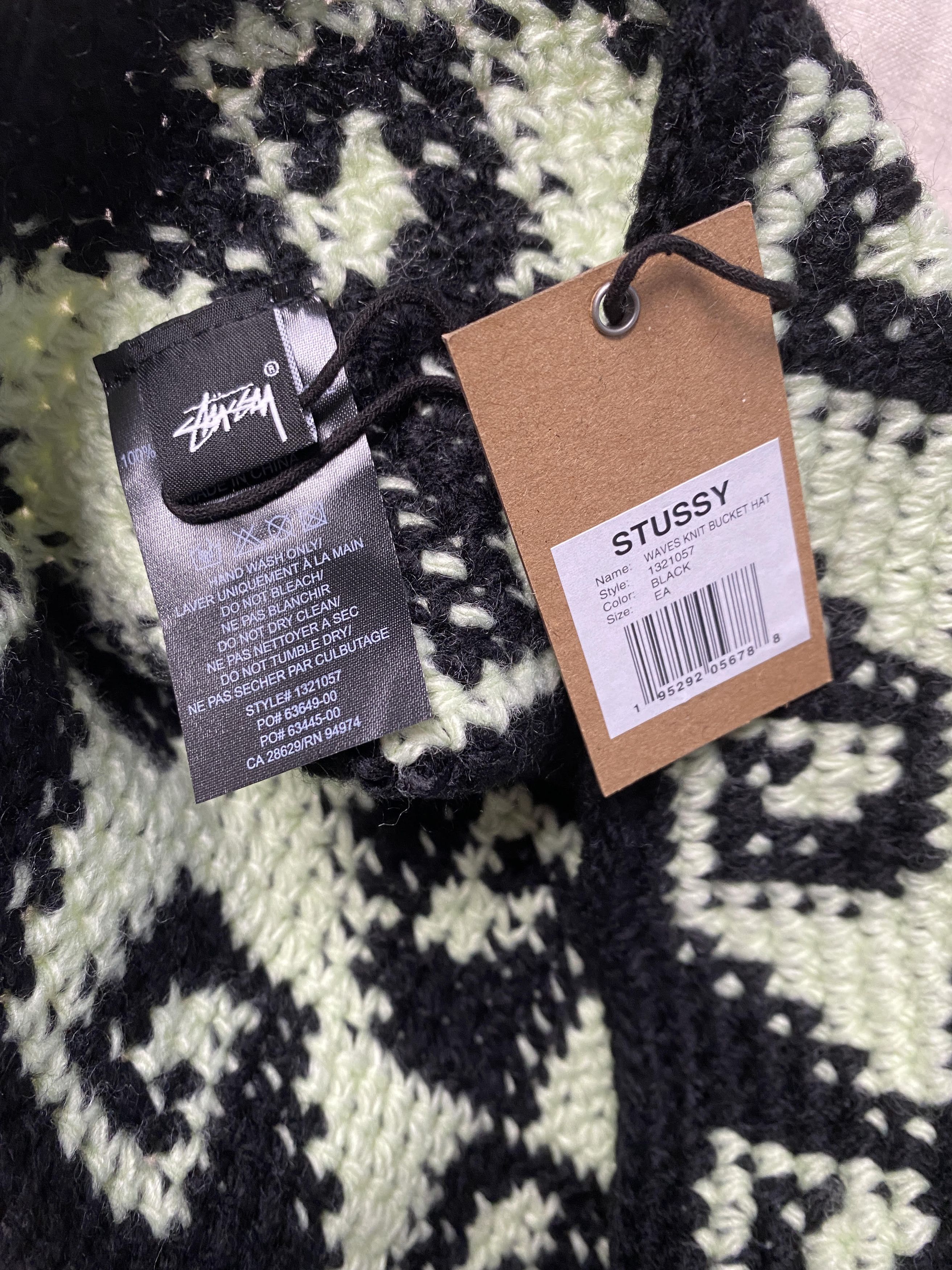 Stussy knit wave black/ mint bucket hat Size ONE SIZE - 4 Thumbnail