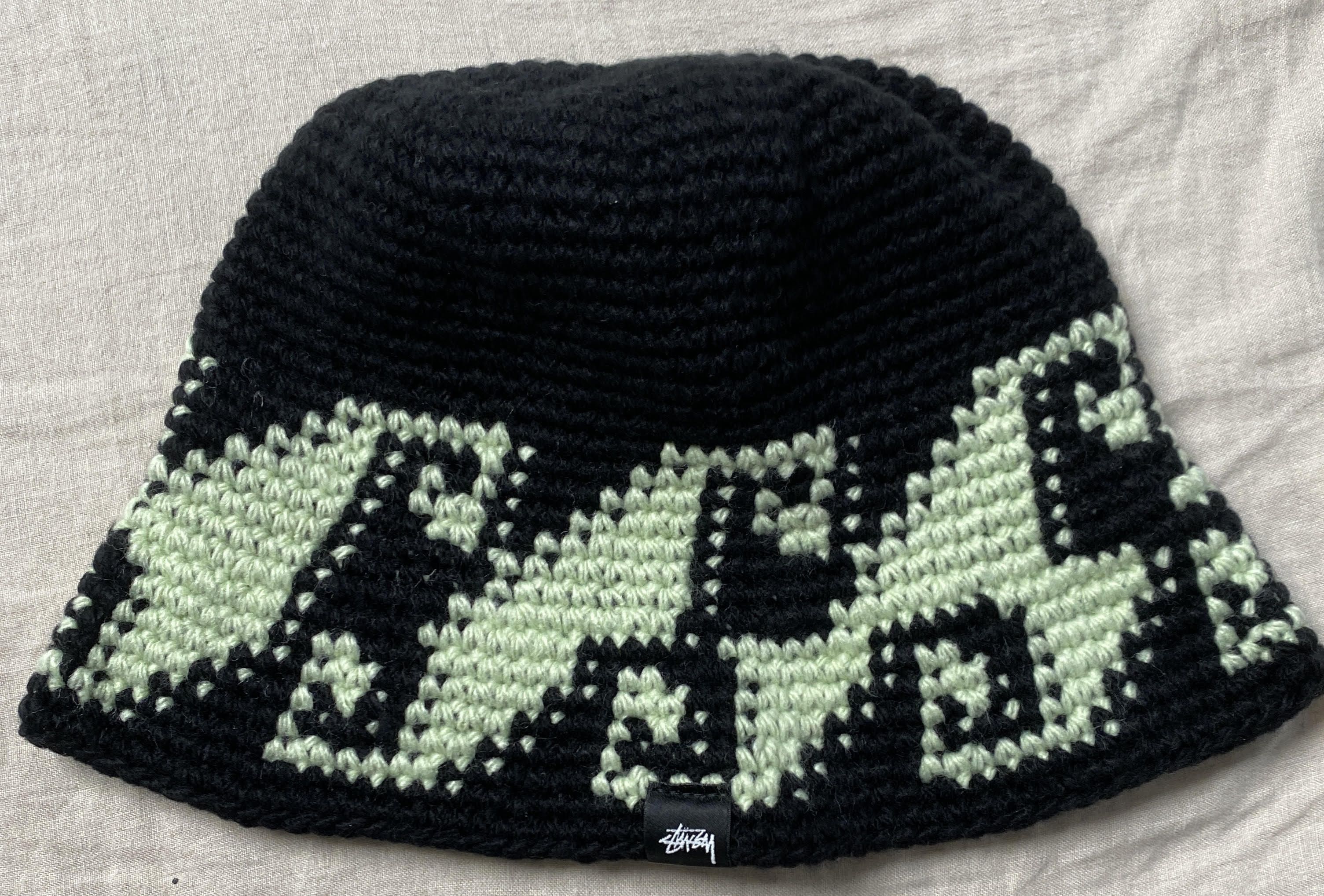 Stussy knit wave black/ mint bucket hat | Grailed