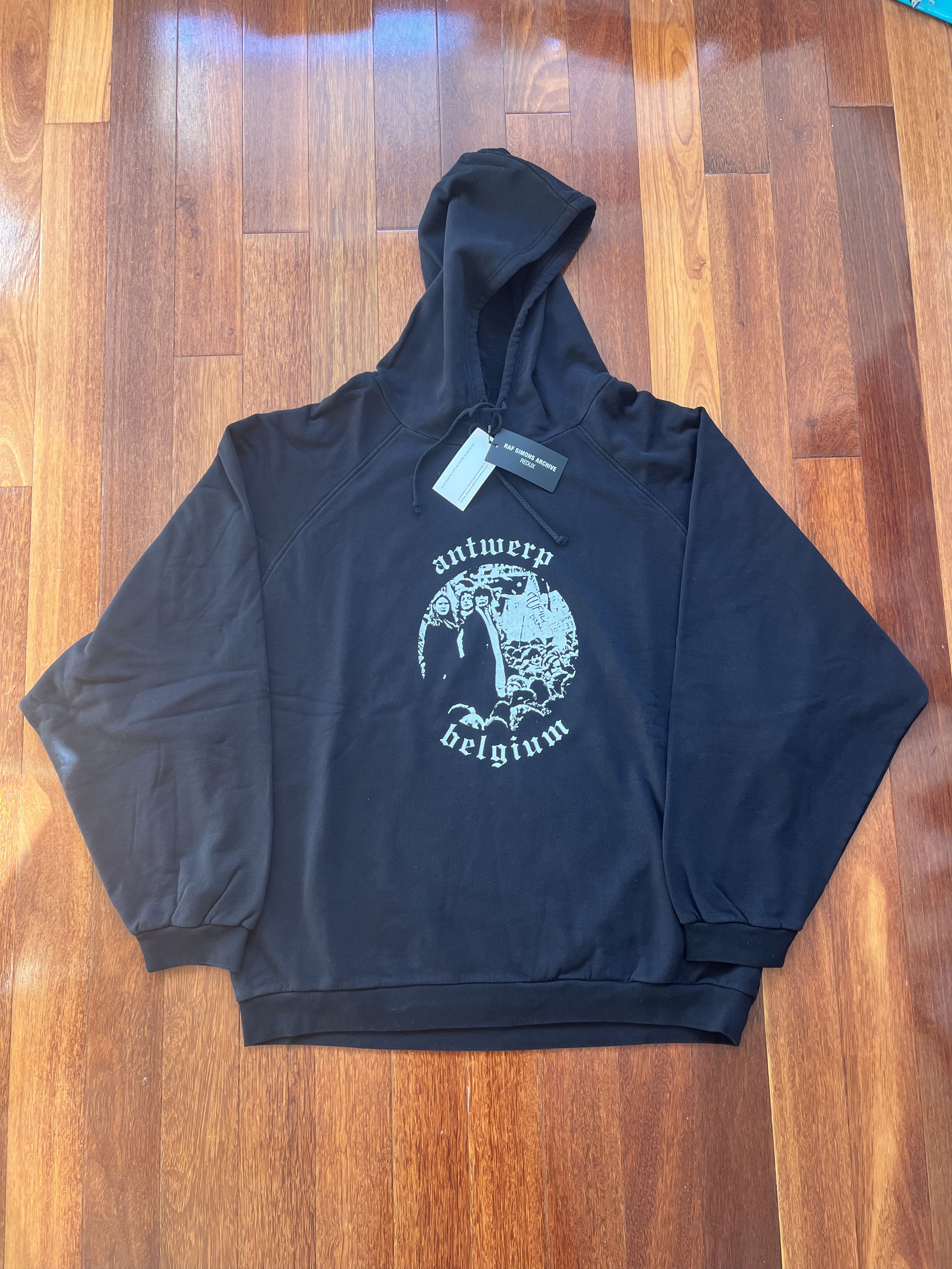 image of Raf Simons Redux Oversize Antwerp Hoodie Black, Men's (Size Small)