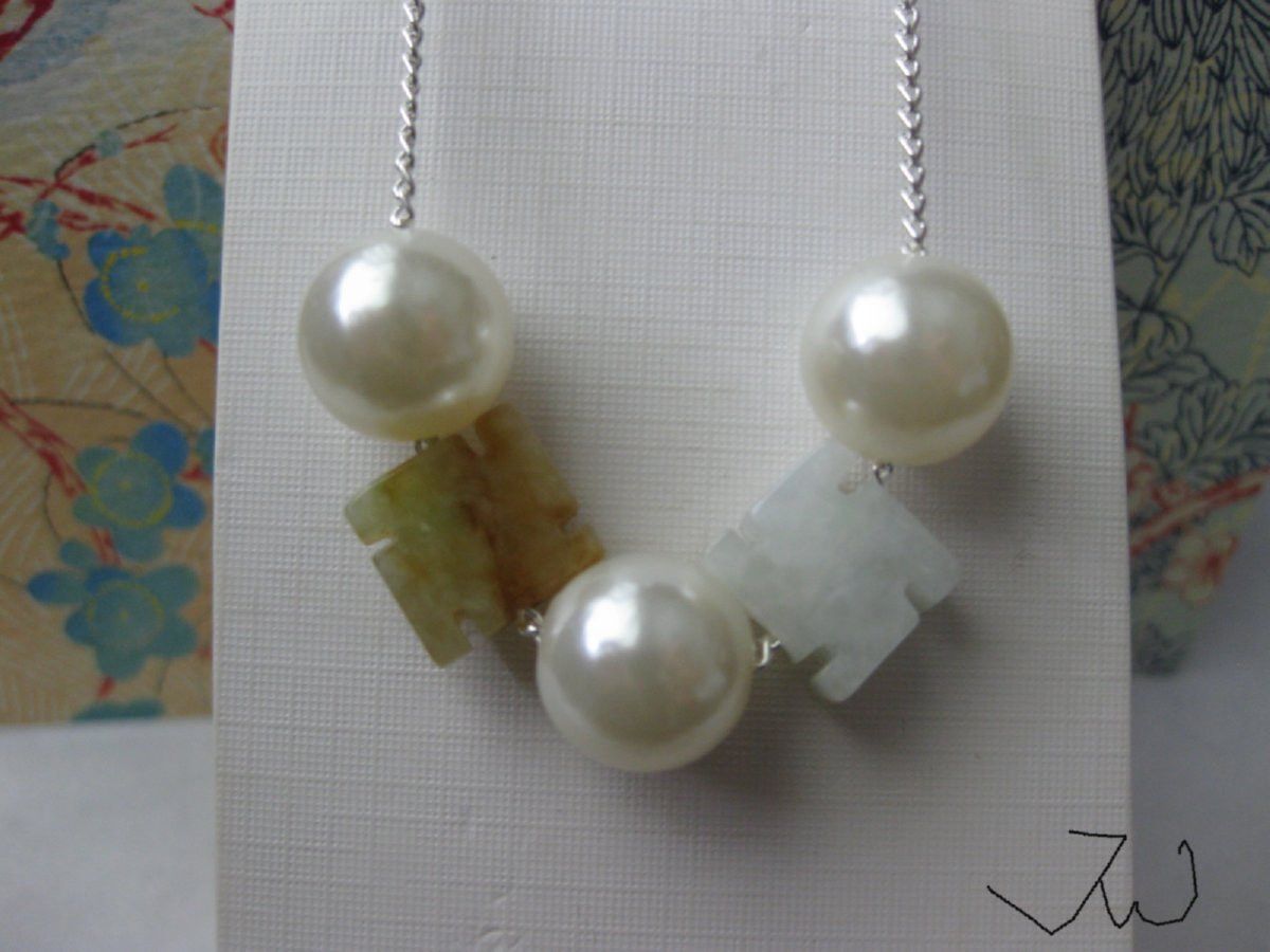 Handmade × Jewelry Jades and Pearl Beads Chain Necklace Size ONE SIZE - 4 Thumbnail