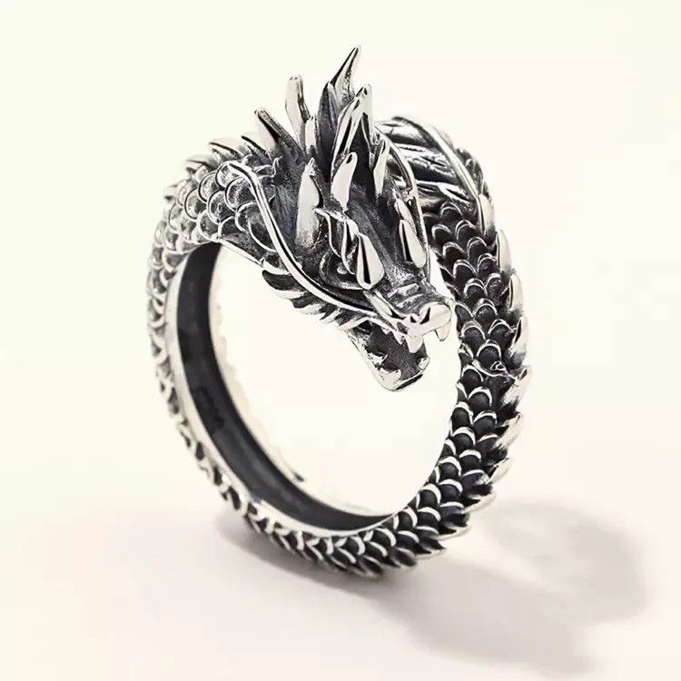 Jewelry × Vintage Vintage Fashion Gothic Punk Ancient Dragon Opening Ring Size ONE SIZE - 1 Thumbnail
