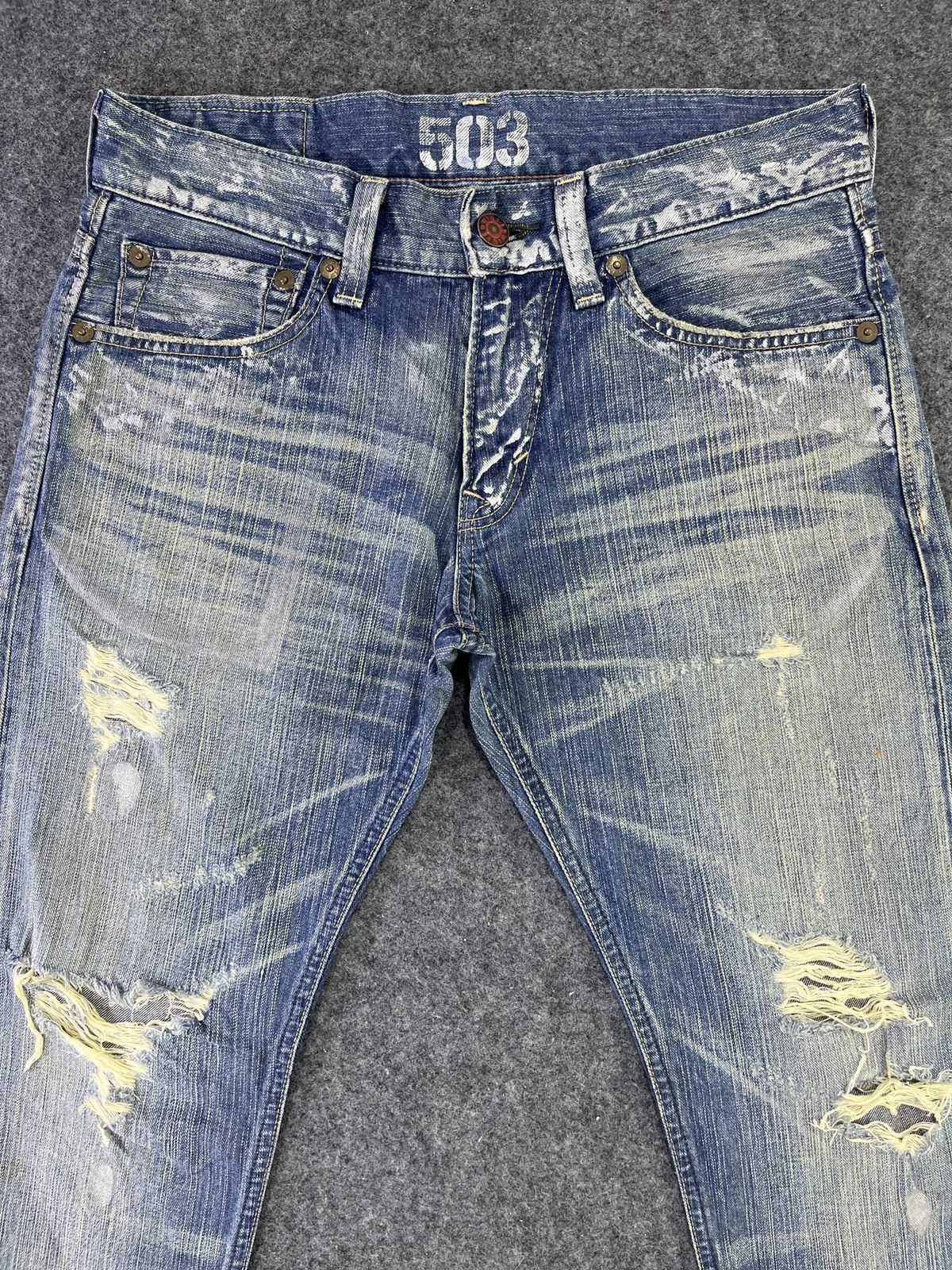 Edwin Edwin 503 Blue Trip Jeans Distressed Denim - J863 Size US 34 / EU 50 - 4 Thumbnail