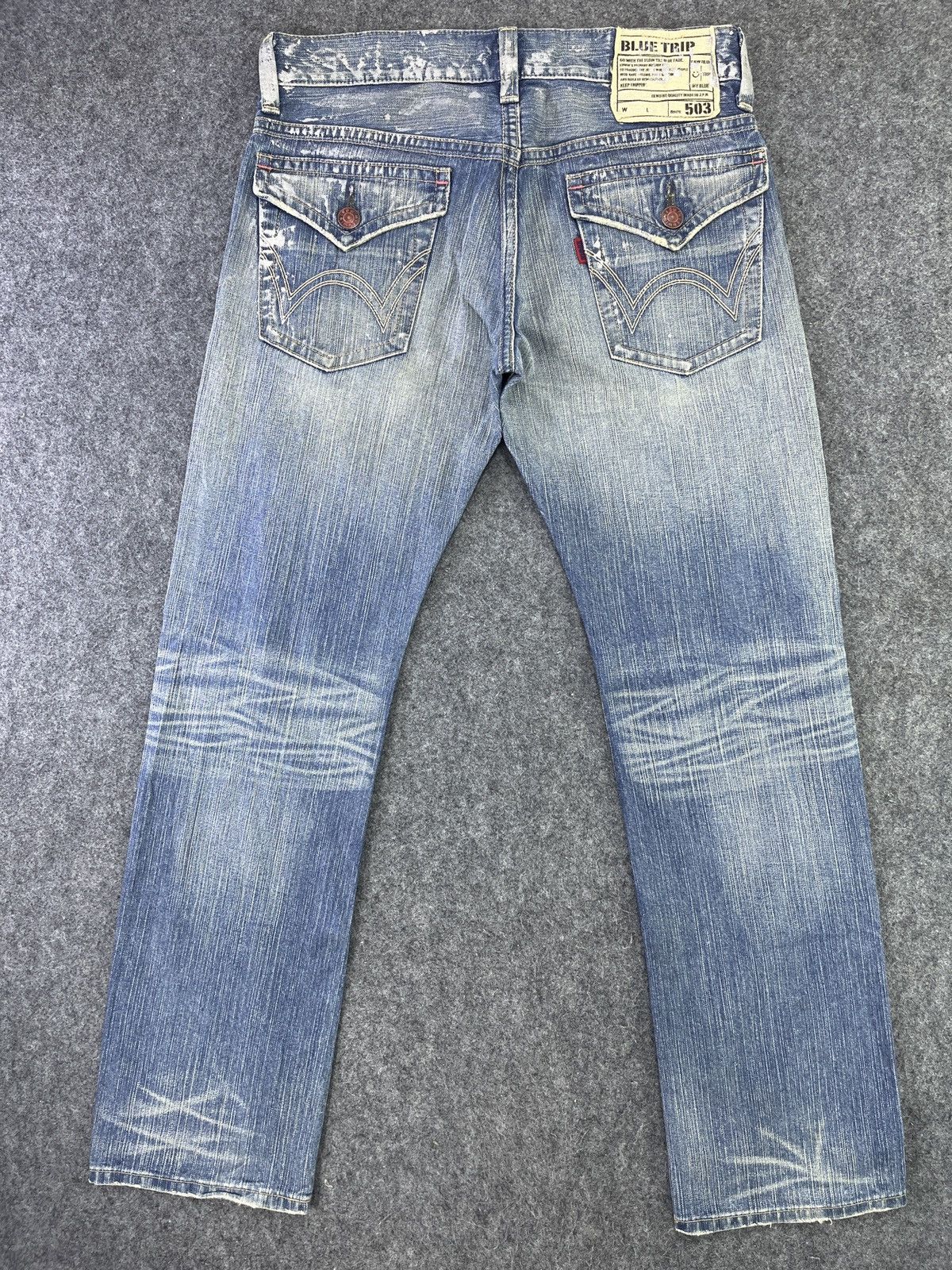 Edwin Edwin 503 Blue Trip Jeans Distressed Denim - J863 Size US 34 / EU 50 - 2 Thumbnail