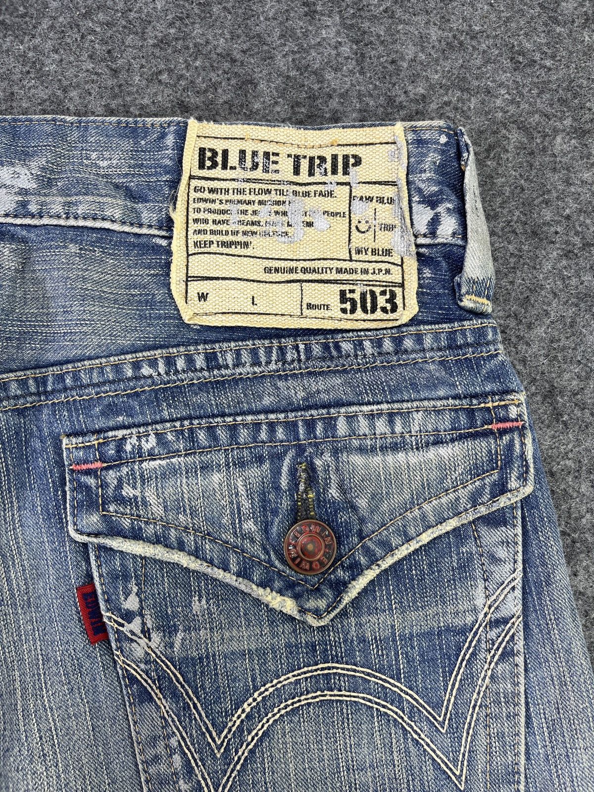 Edwin Edwin 503 Blue Trip Jeans Distressed Denim - J863 Size US 34 / EU 50 - 16 Thumbnail