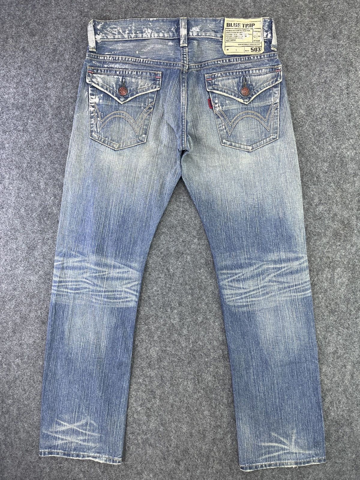 Edwin Edwin 503 Blue Trip Jeans Distressed Denim - J863 Size US 34 / EU 50 - 3 Thumbnail