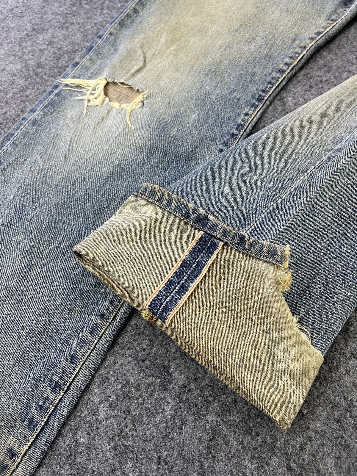 Edwin Edwin 505 XX Jeans Selvedge Distressed Denim J811 Size US 33 - 11 Thumbnail