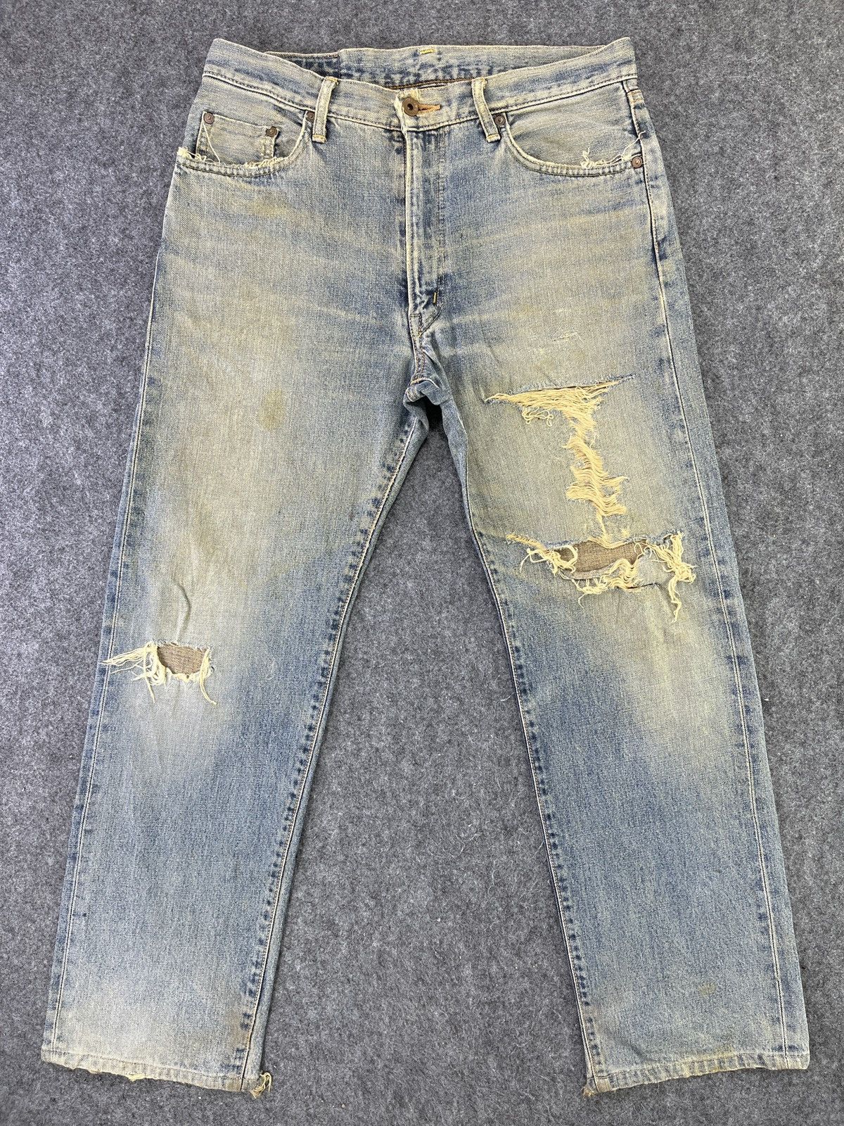 image of Edwin 505 Xx Jeans Selvedge Distressed Denim J811 in Blue, Men's (Size 33)