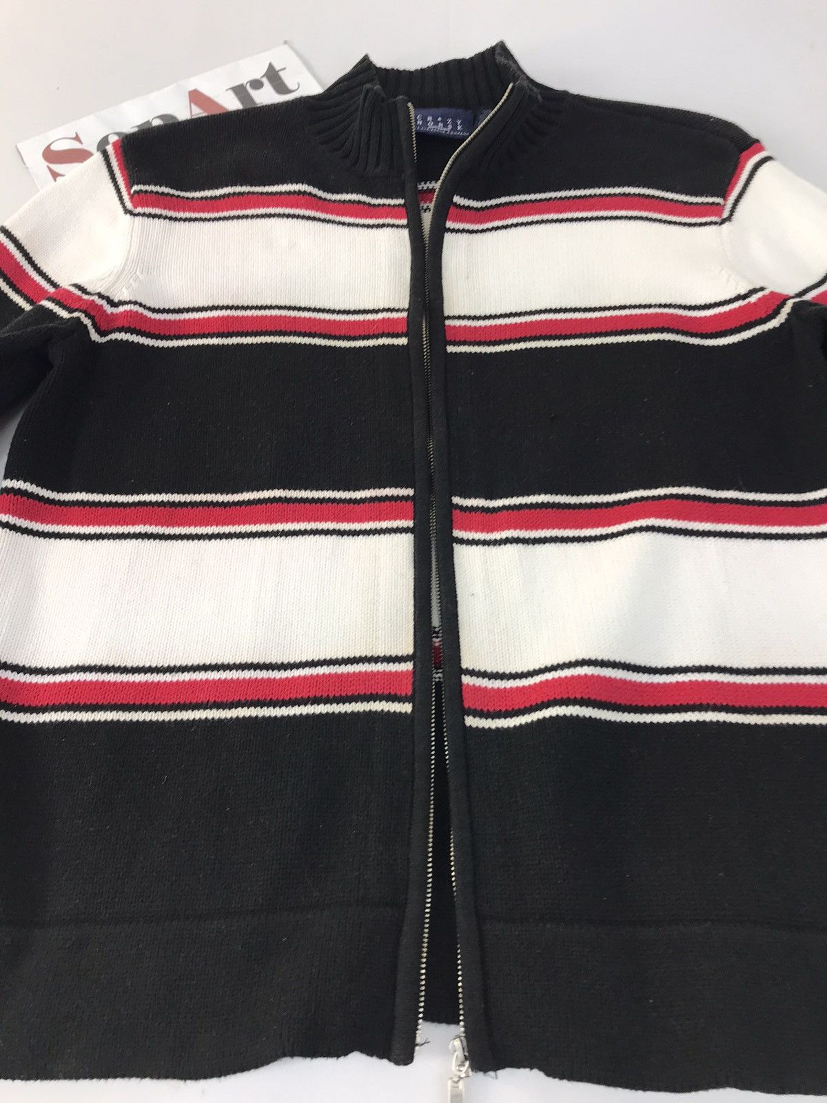 Japanese Brand × Vintage Vintage Knitwear Crazy Horse Design Stripes Zipper Size US M / EU 48-50 / 2 - 4 Thumbnail