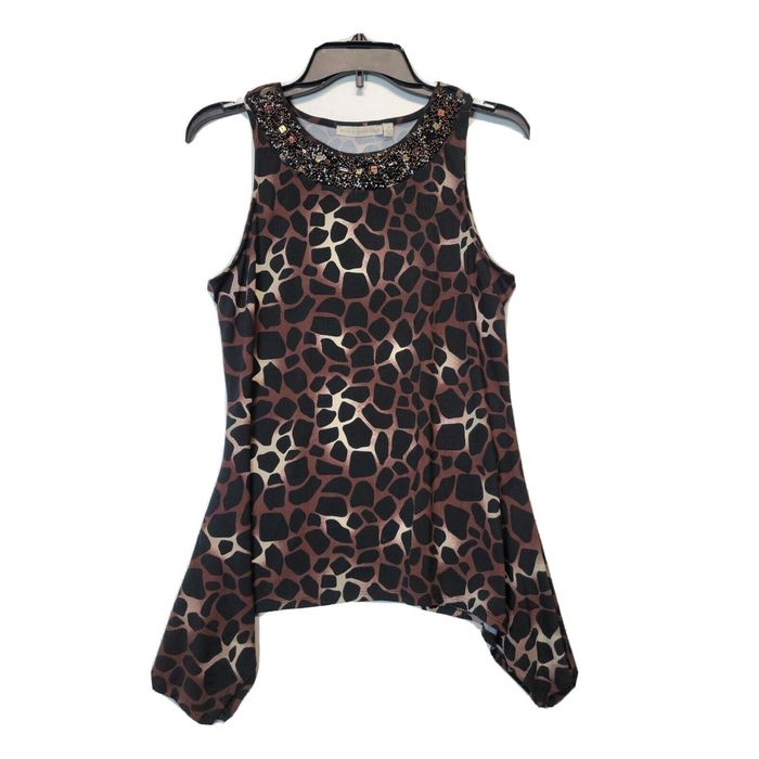 Vintage Maria Gabrielle Women Medium Top Tunic Brown Black Beaded | Grailed
