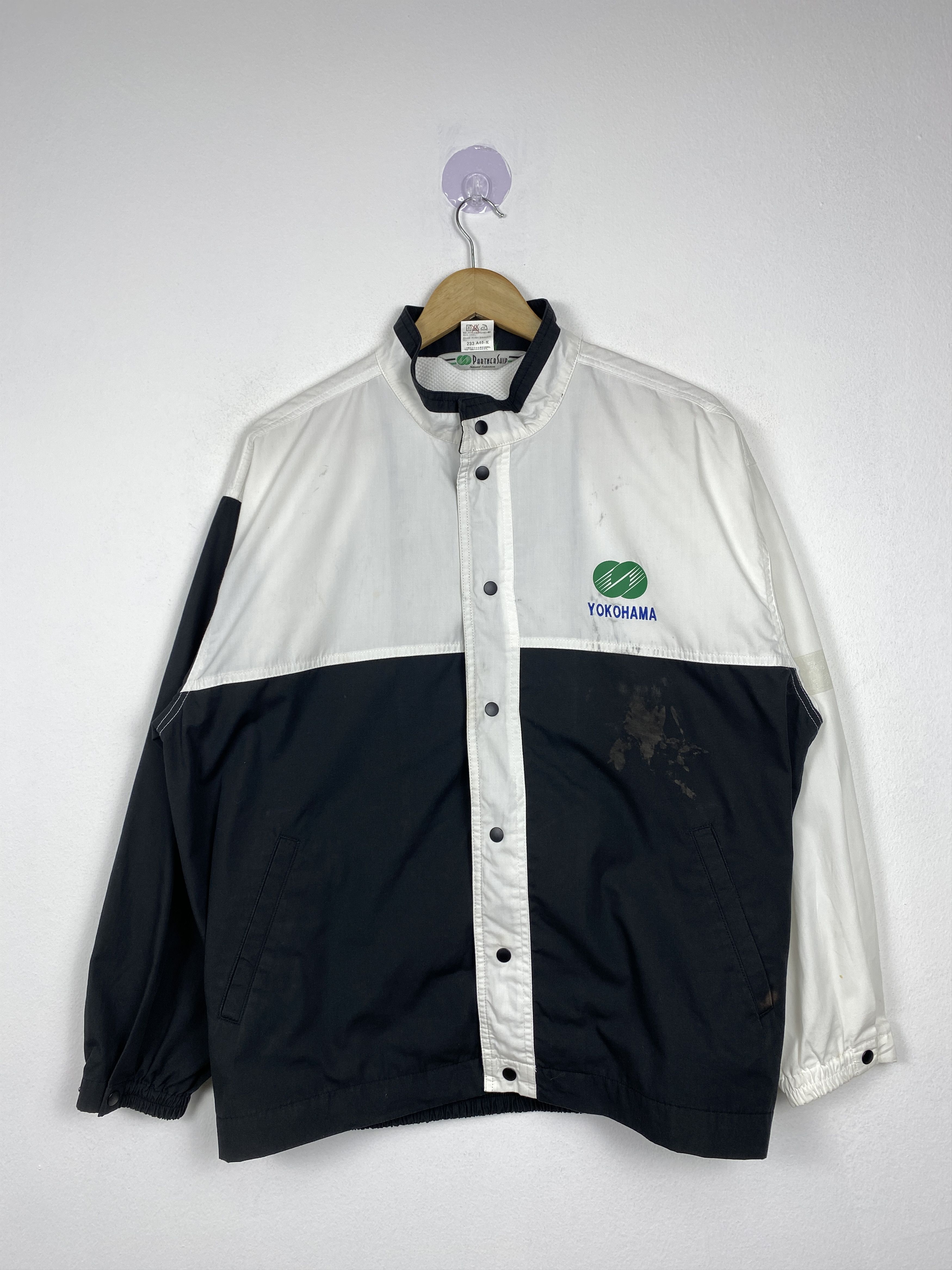 image of Vintage Yokohama Workers Button Up Jacket in Black White, Men's (Size Medium)