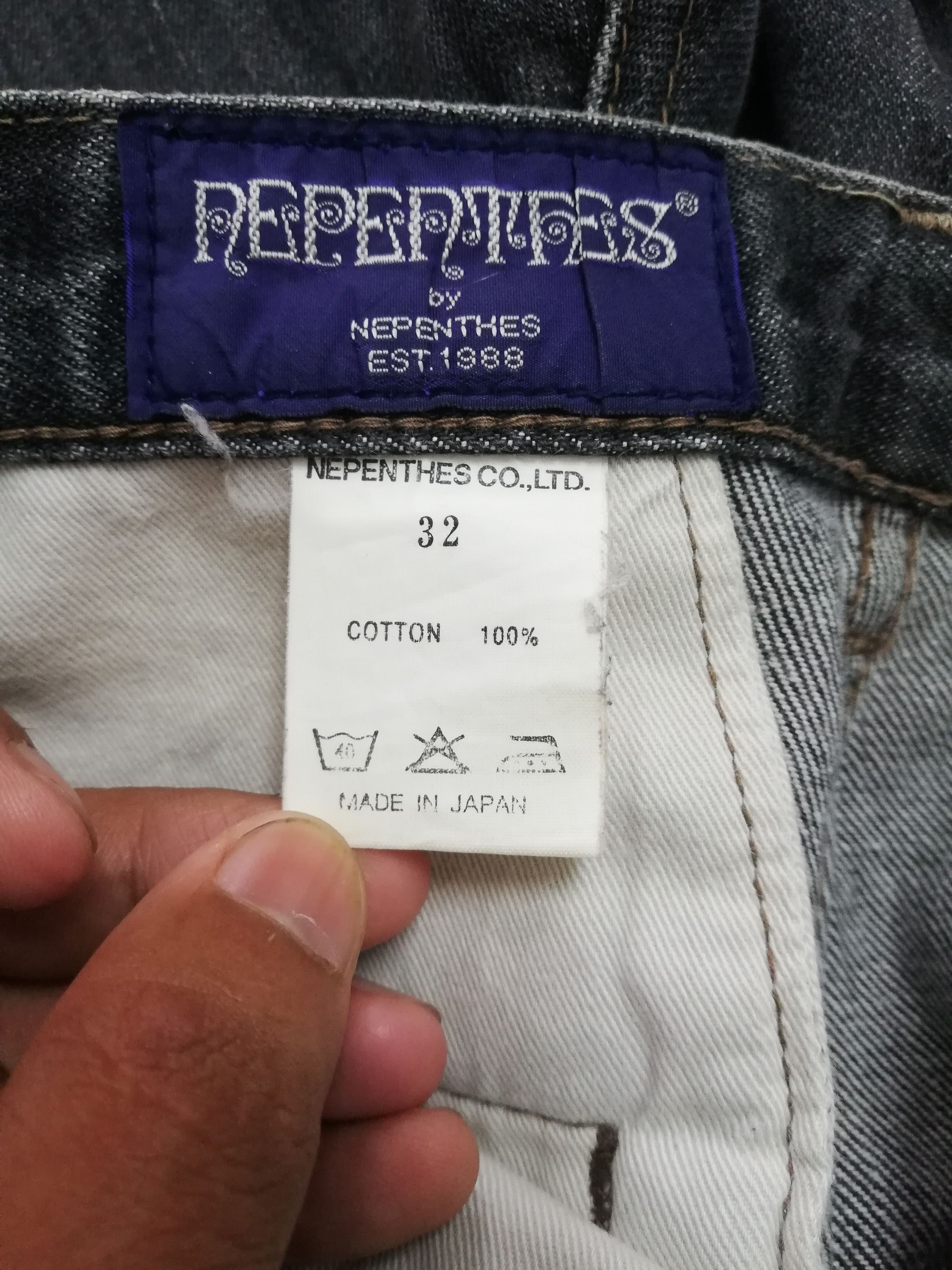 Japanese Brand Nepenthes Japan Black Wash Distressed Denim Jeans 33 Size US 33 - 9 Thumbnail