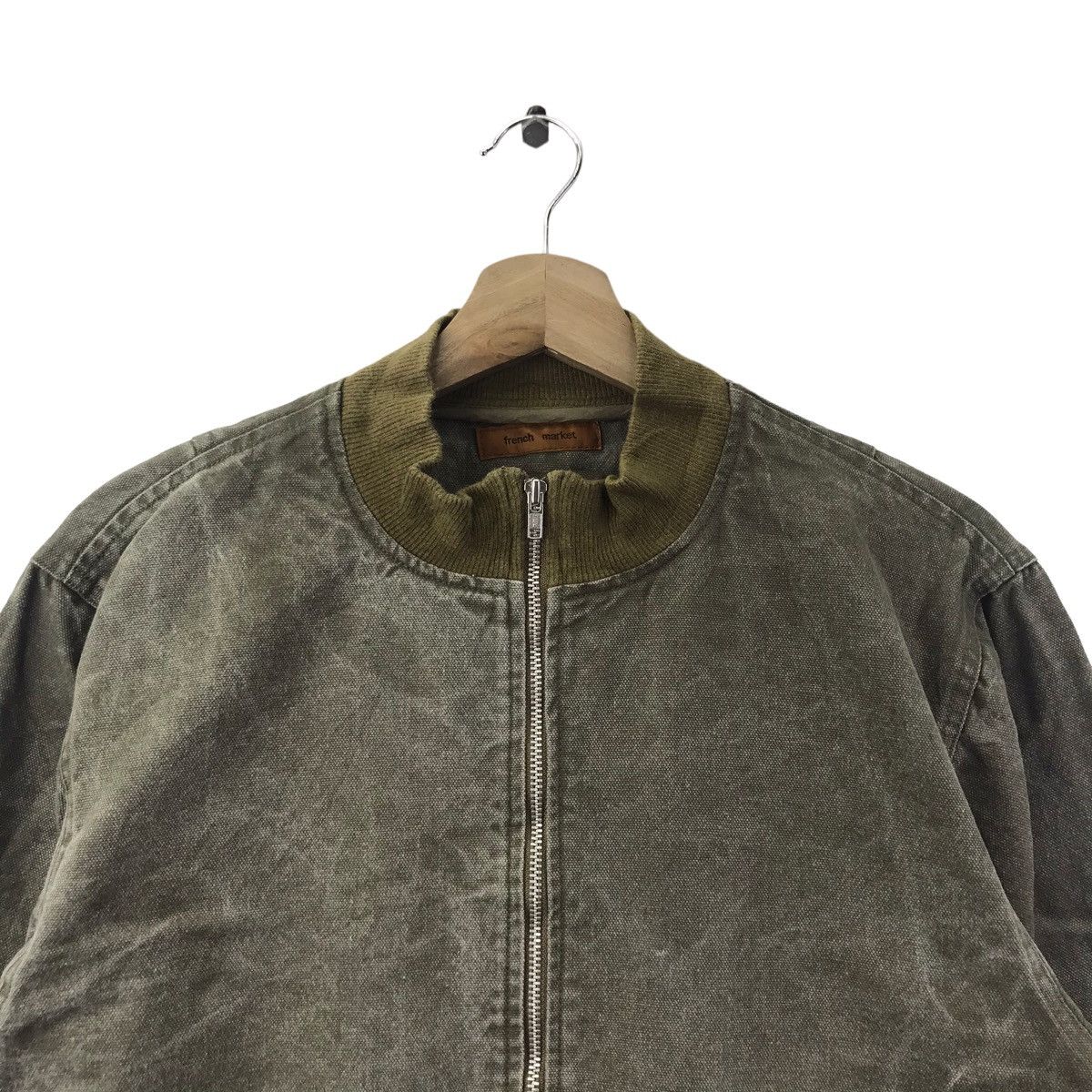 Vintage FRENCH MARKET Faded Design Khaki Bomber Jacket Size US M / EU 48-50 / 2 - 2 Thumbnail