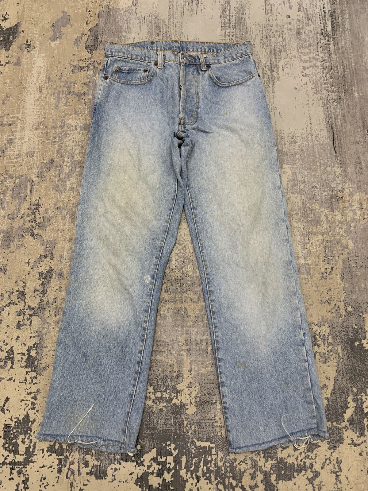 image of If Six Was Nine x Jean Vintage Bonaventure Distressed Denim Mud Wax 30X27.5 in Blue, Men's