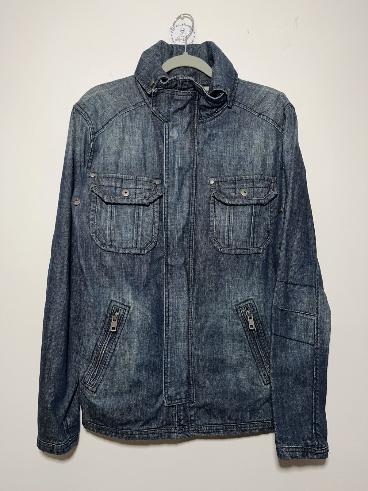 image of Faded Sicko Nineteen Denim Zip Jacket Japanese Avant Garde in Indigo, Men's (Size Medium)